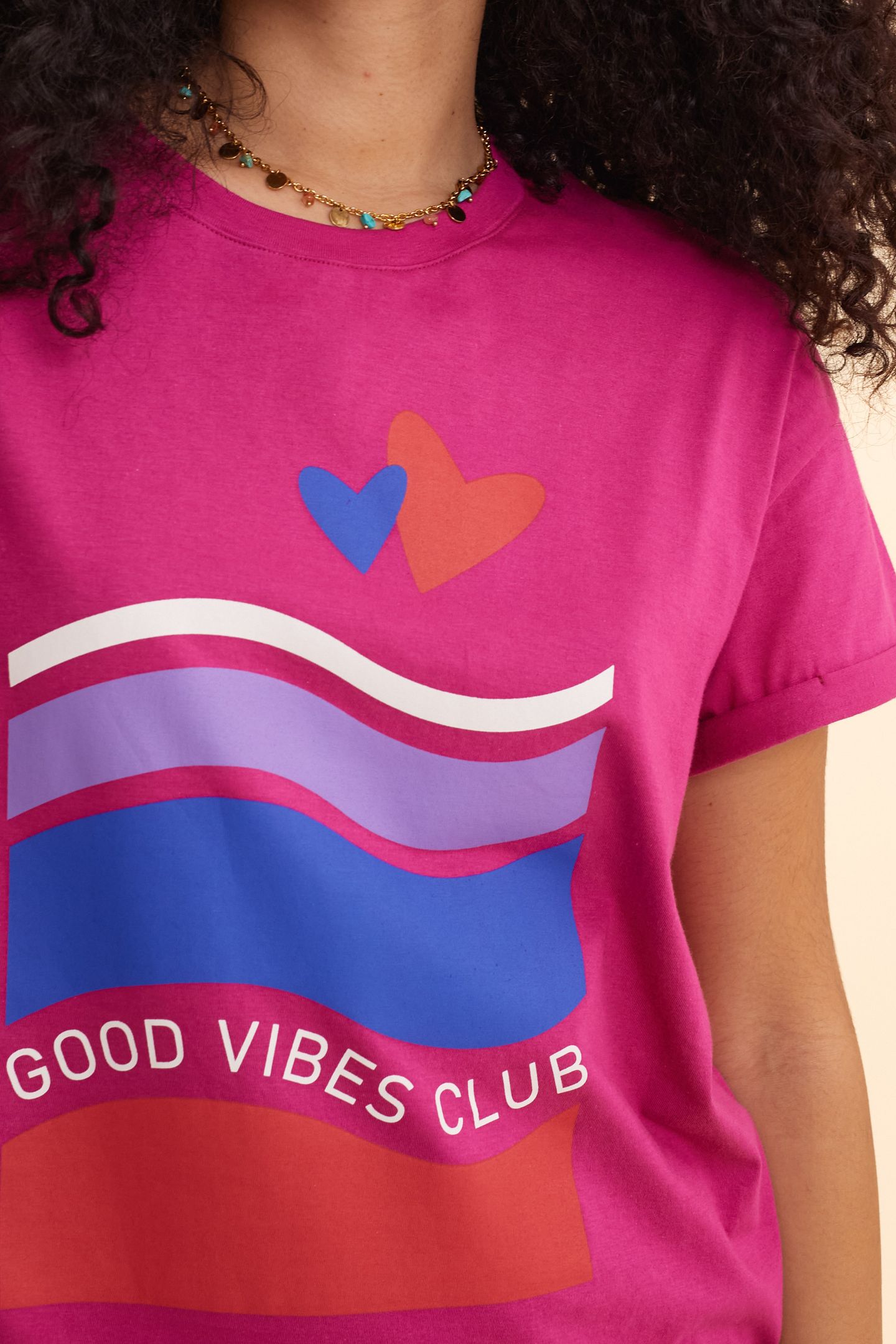 PINK T-SHIRT MESSAGE, STRIPES, HEARTS VIOLINE 3