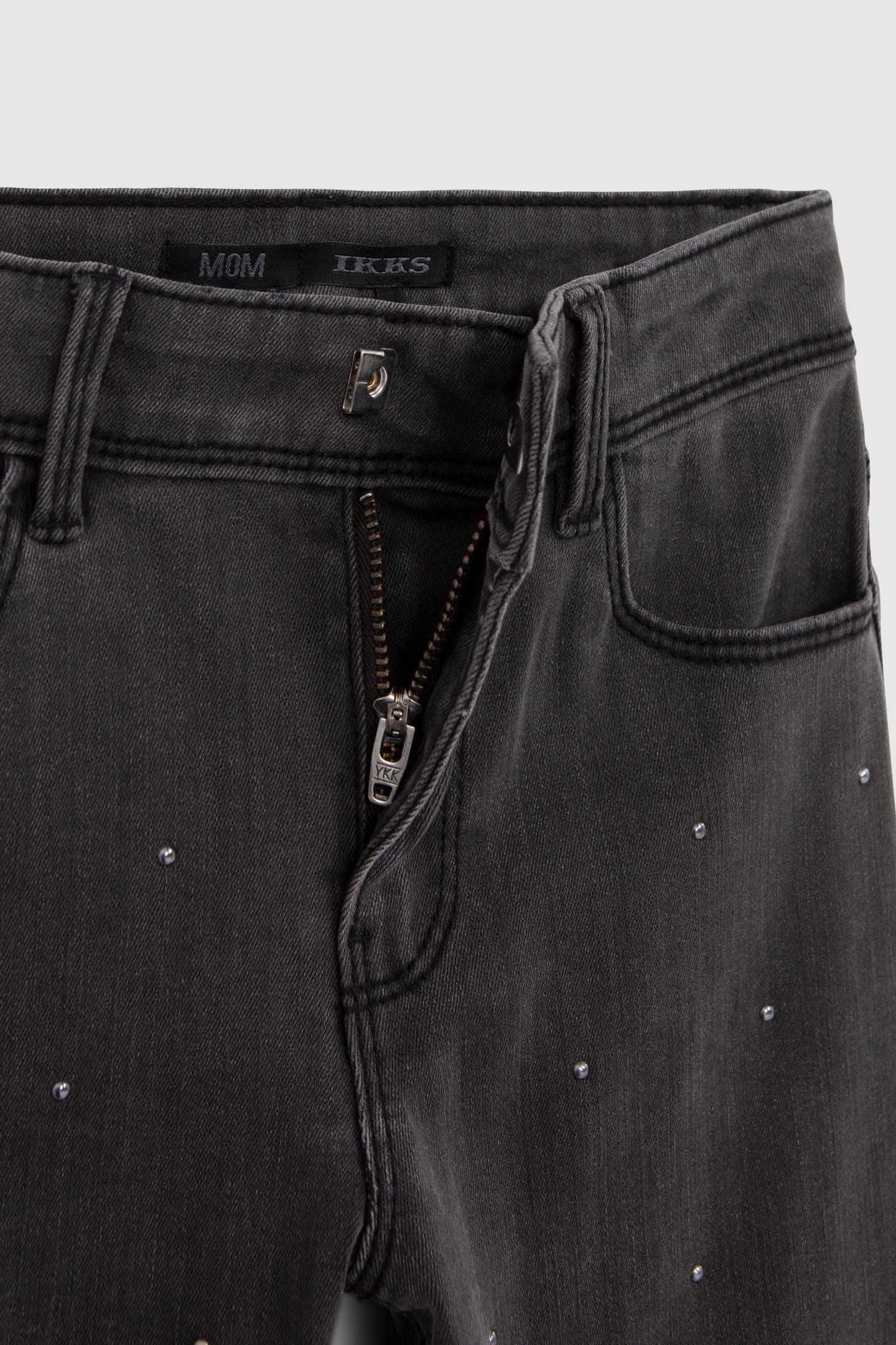 MOM WASHED BLACK JEANS WITH GIRL STUDS 5