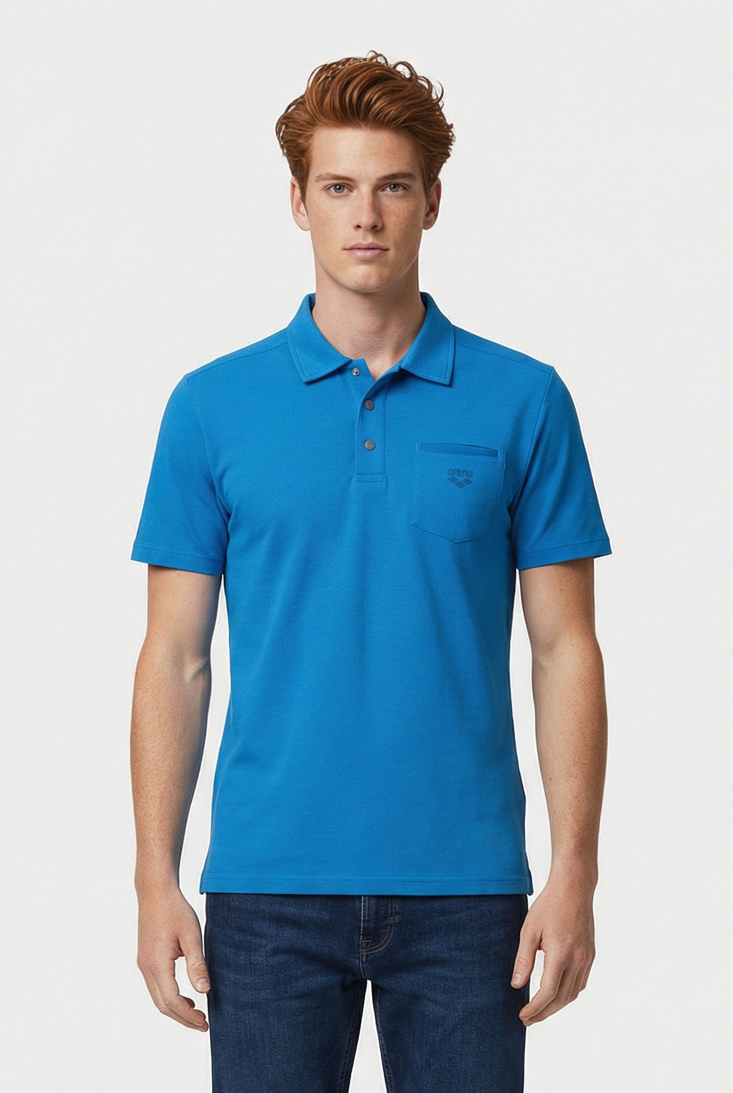 MEN'S POLOSHIRT POCKET SOLID BLUE LAKE 1