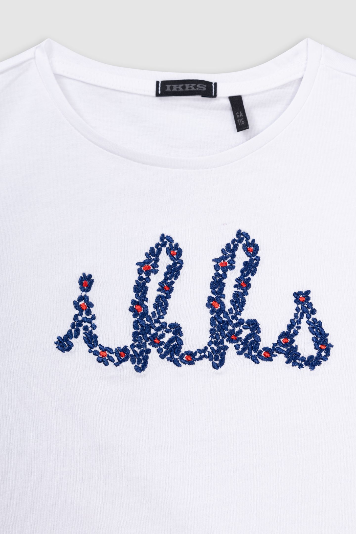 IKKS NAVY EMBROIDERED WHITE ORGANIC COTTON T-SHIRT 2