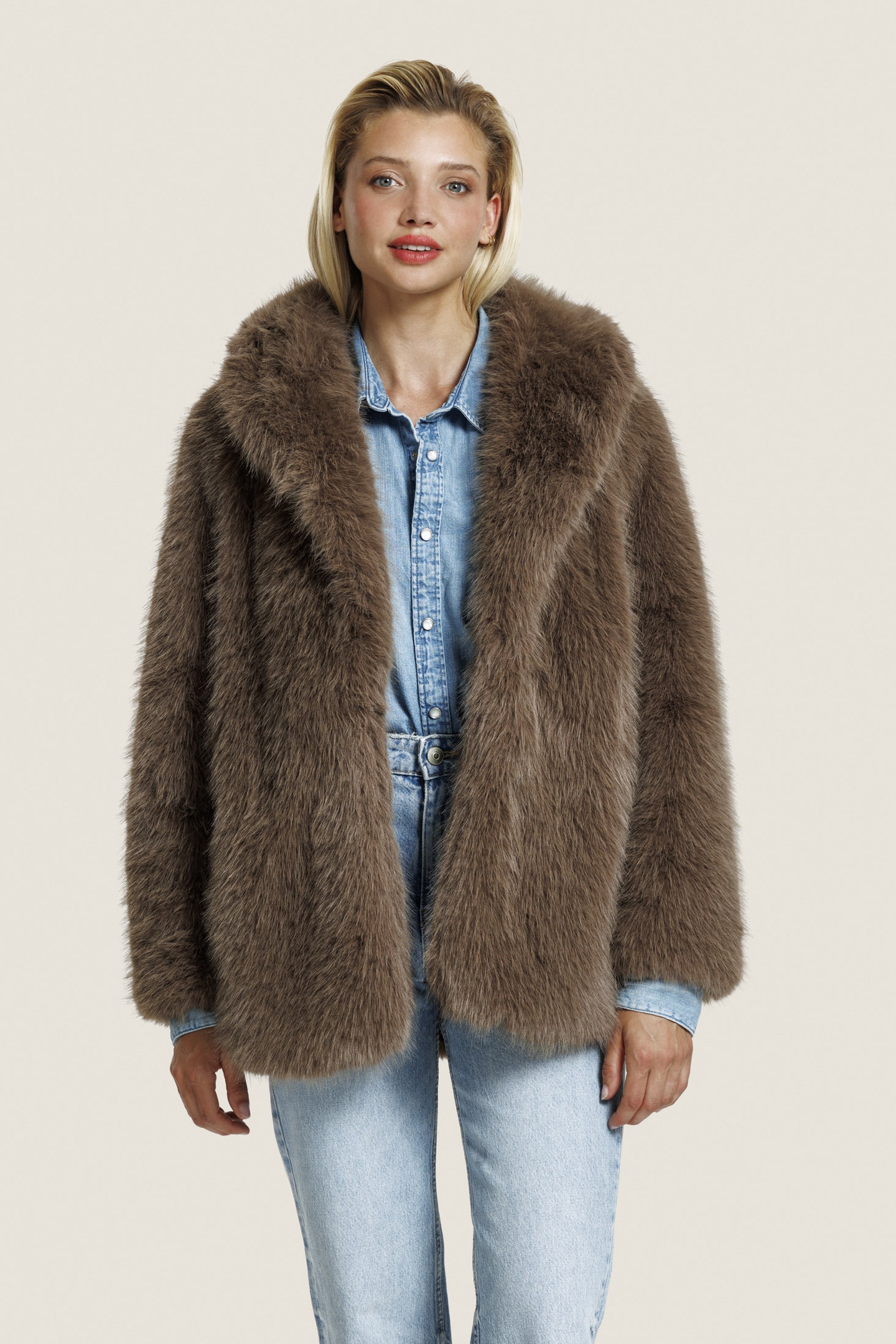 HARPER FUR JACKET DARK TAUPE 1