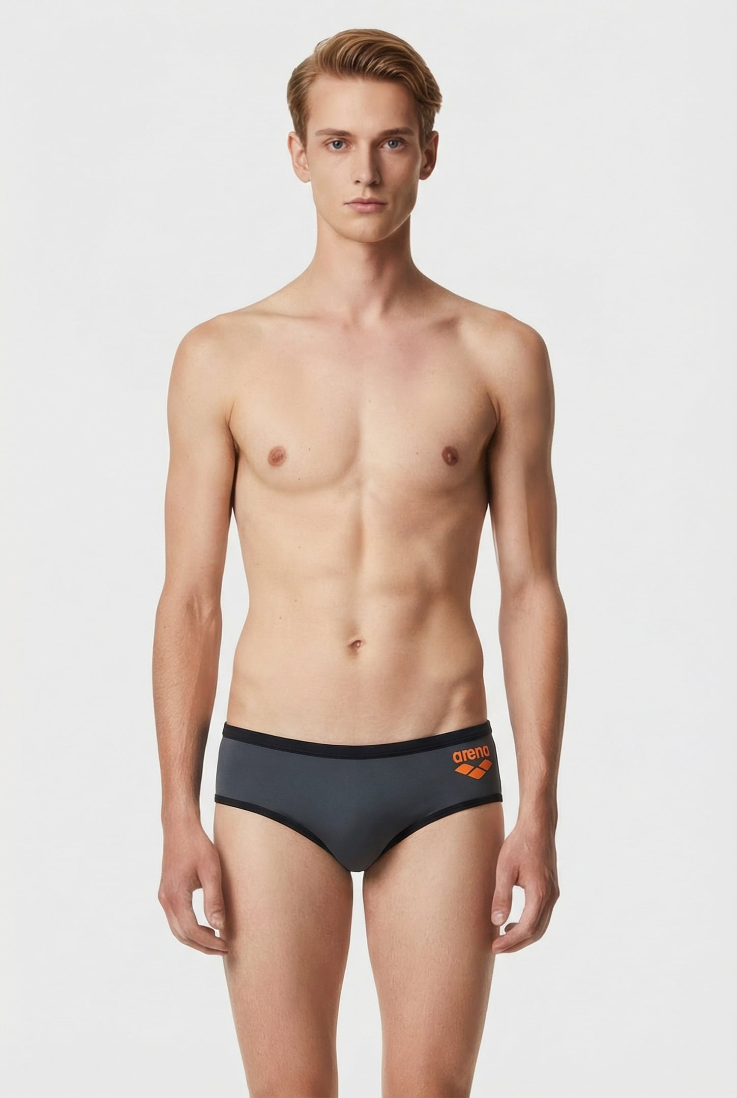 MEN'S ARENA ONE 12CM SWIM BRIEFS BIG LOG ASPHALT BLACK 1