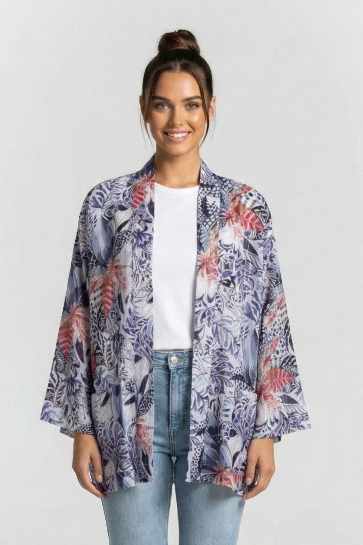KIMONO IN OFFWHITE WITH AZUR FUSION PRINT 1