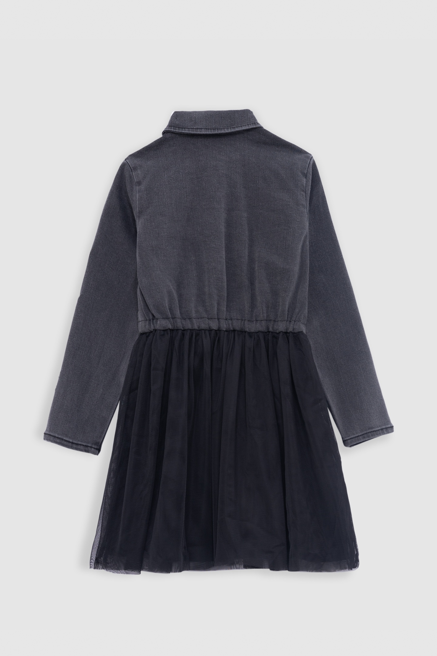 GIRL'S GRAY TWO-MATERIAL TULLE UNDERSKIRT DRESS 2