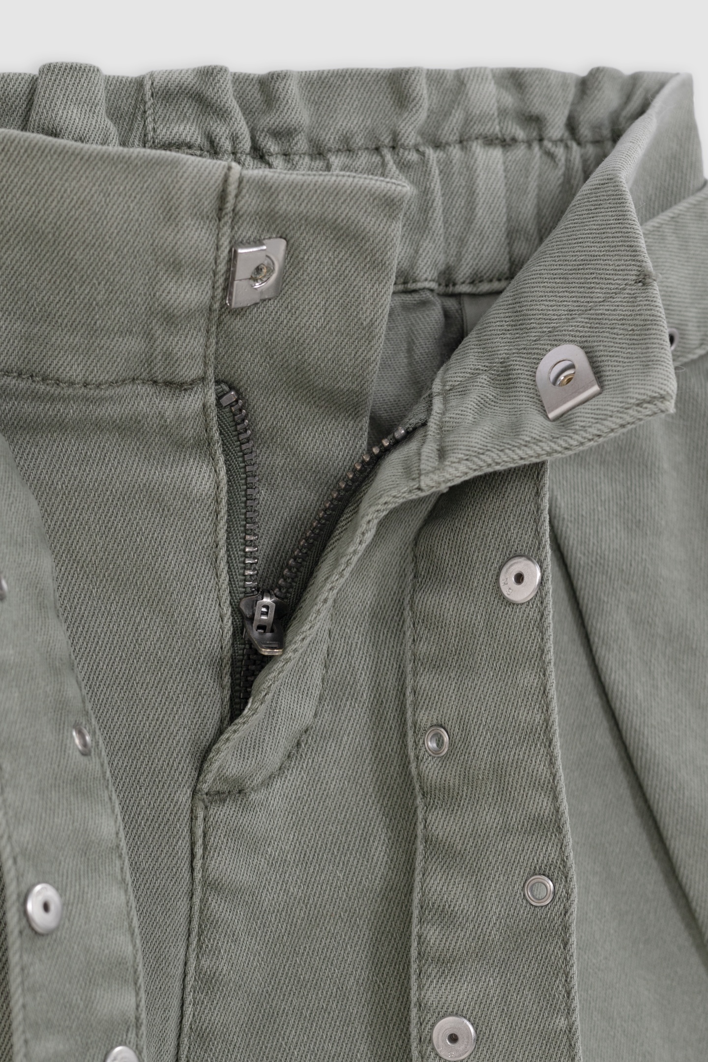 KHAKI DENIM SHORTS WITH STUDDED BELT AND EYELETS 6