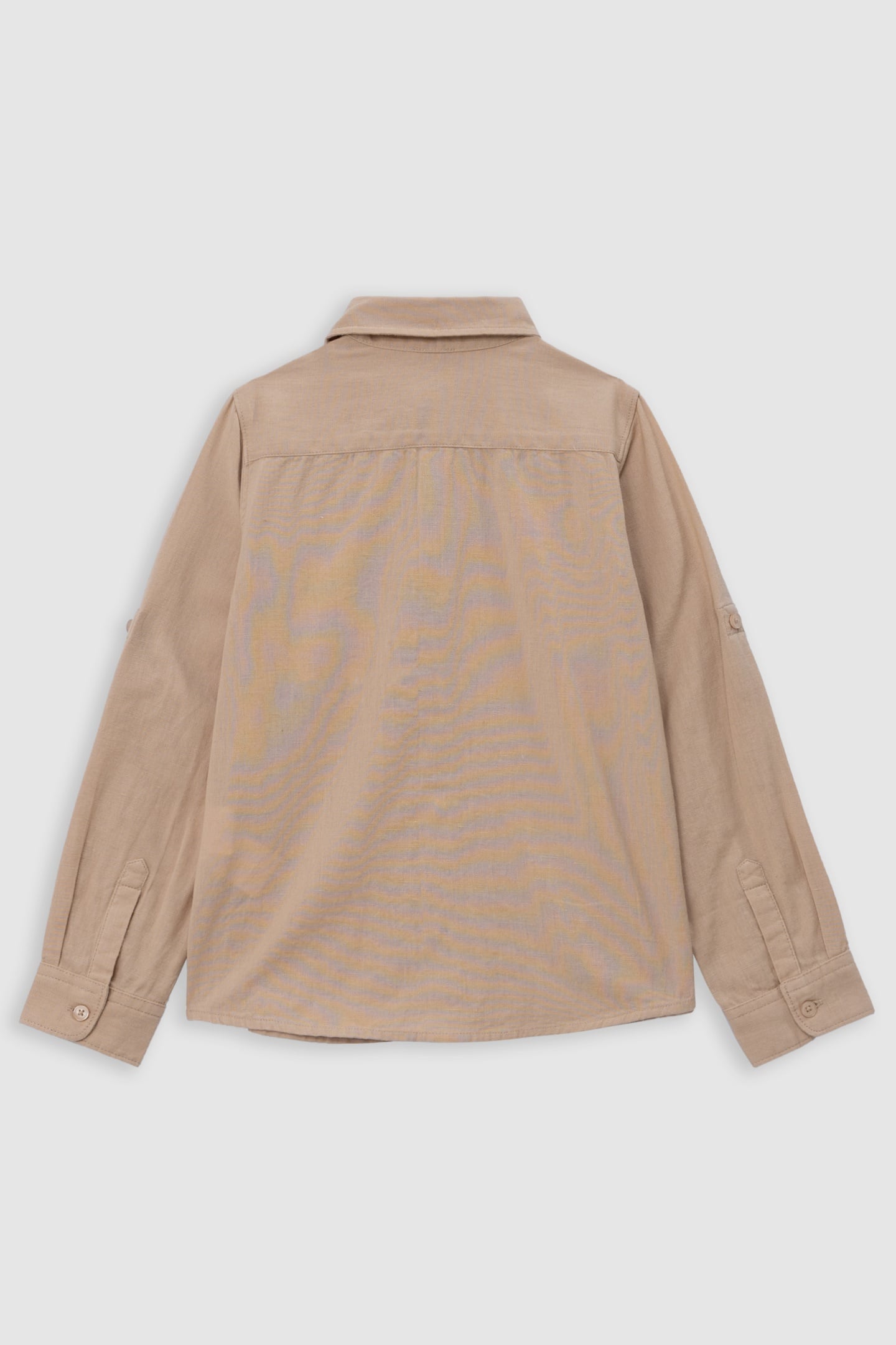 BEIGE COTTON AND LINEN MIX SHIRT 2