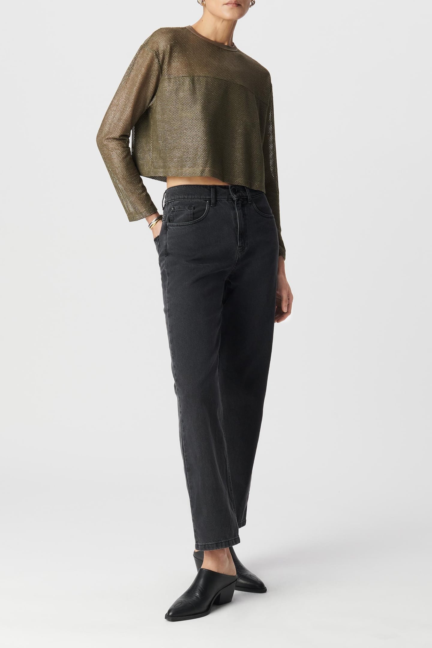 KHAKI COATED MESH SWEATSHIRT 1