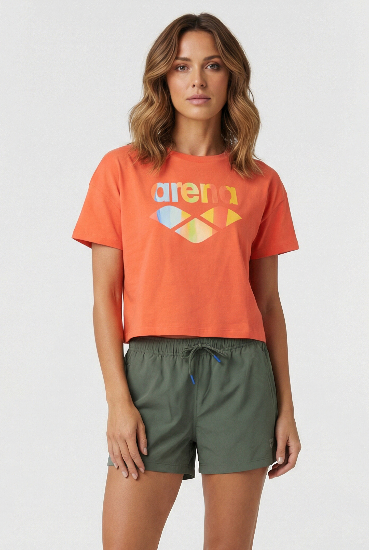WOMEN'S ARENA CROP TEE PRINTED CALYPSO CORAL 1