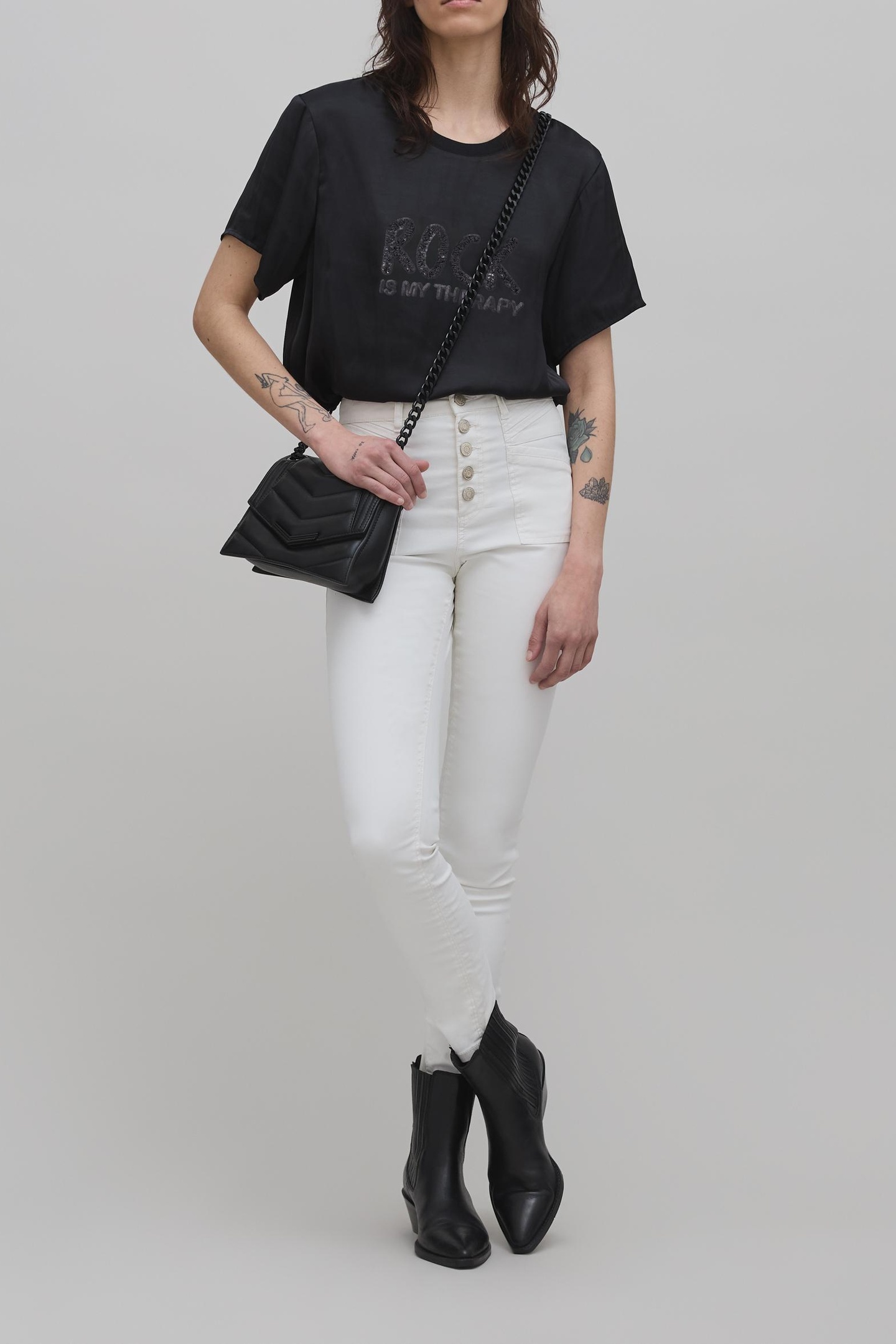 BLACK RECYCLED POLYESTER SEQUIN EMBROIDERED 4