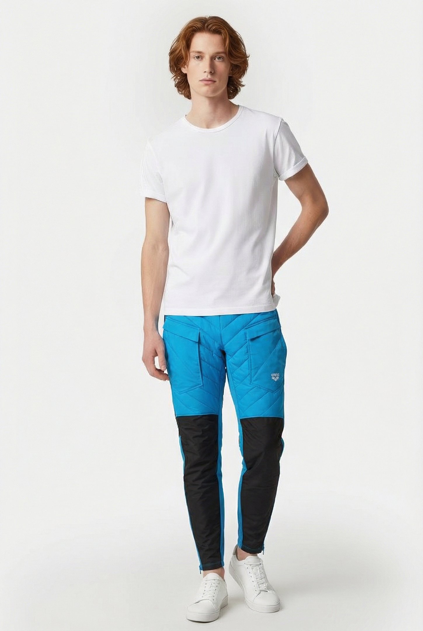 UNISEX HALF-QUILTED PANT CYAN BLACK 2