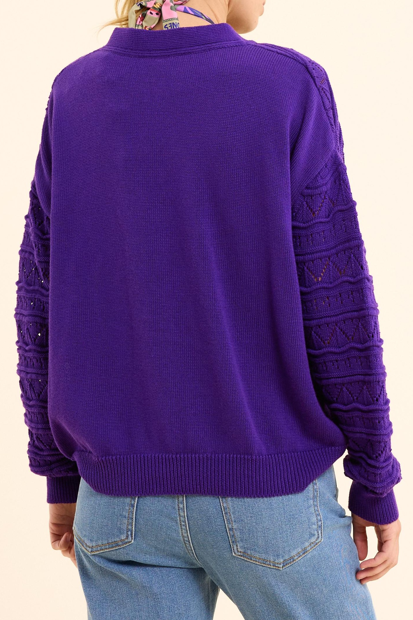 FANCY OPENWORK PURPLE CARDIGAN INK 4