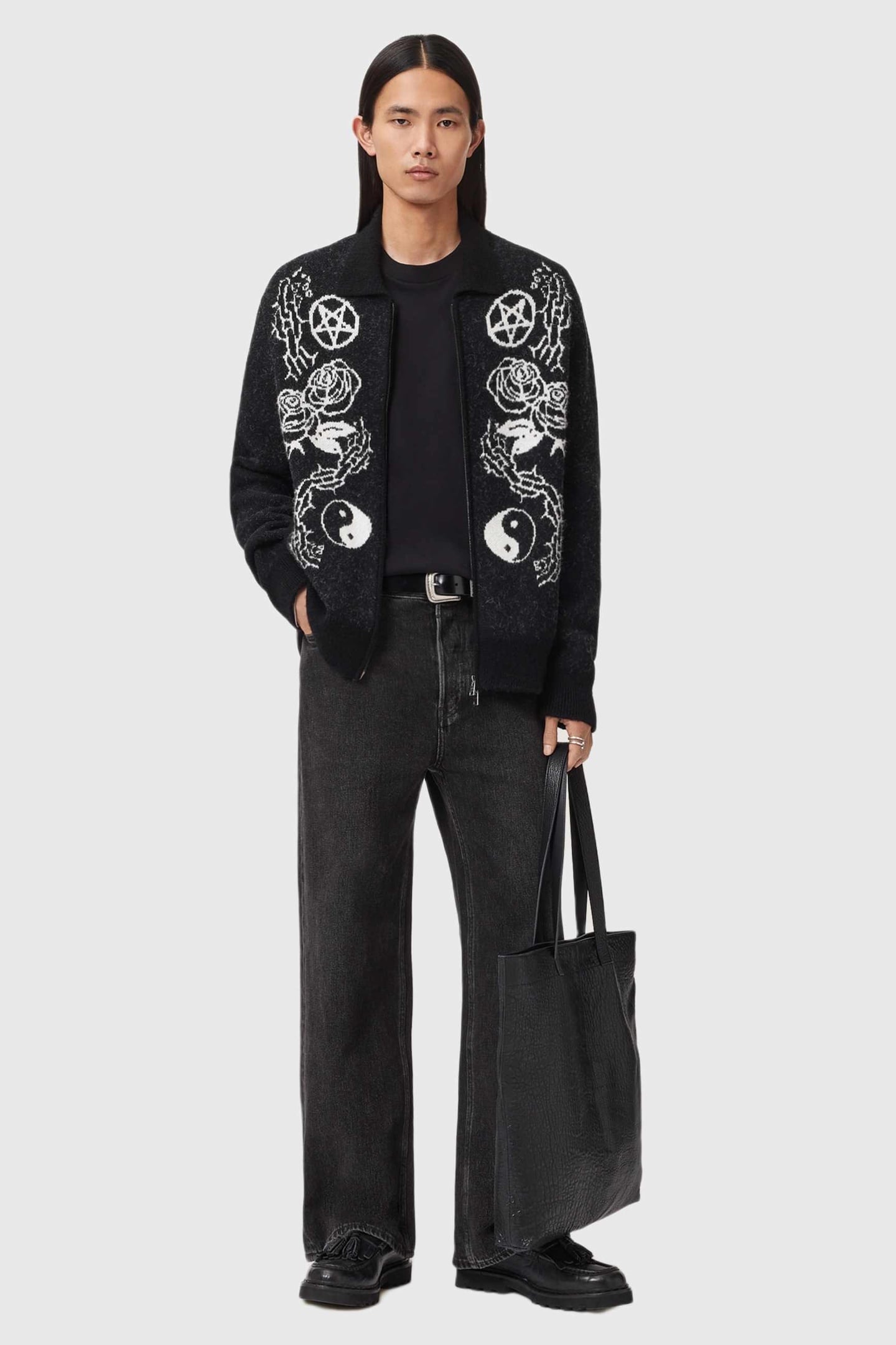 WARNER CARDIGAN CINDER BLACK/WHITE 3