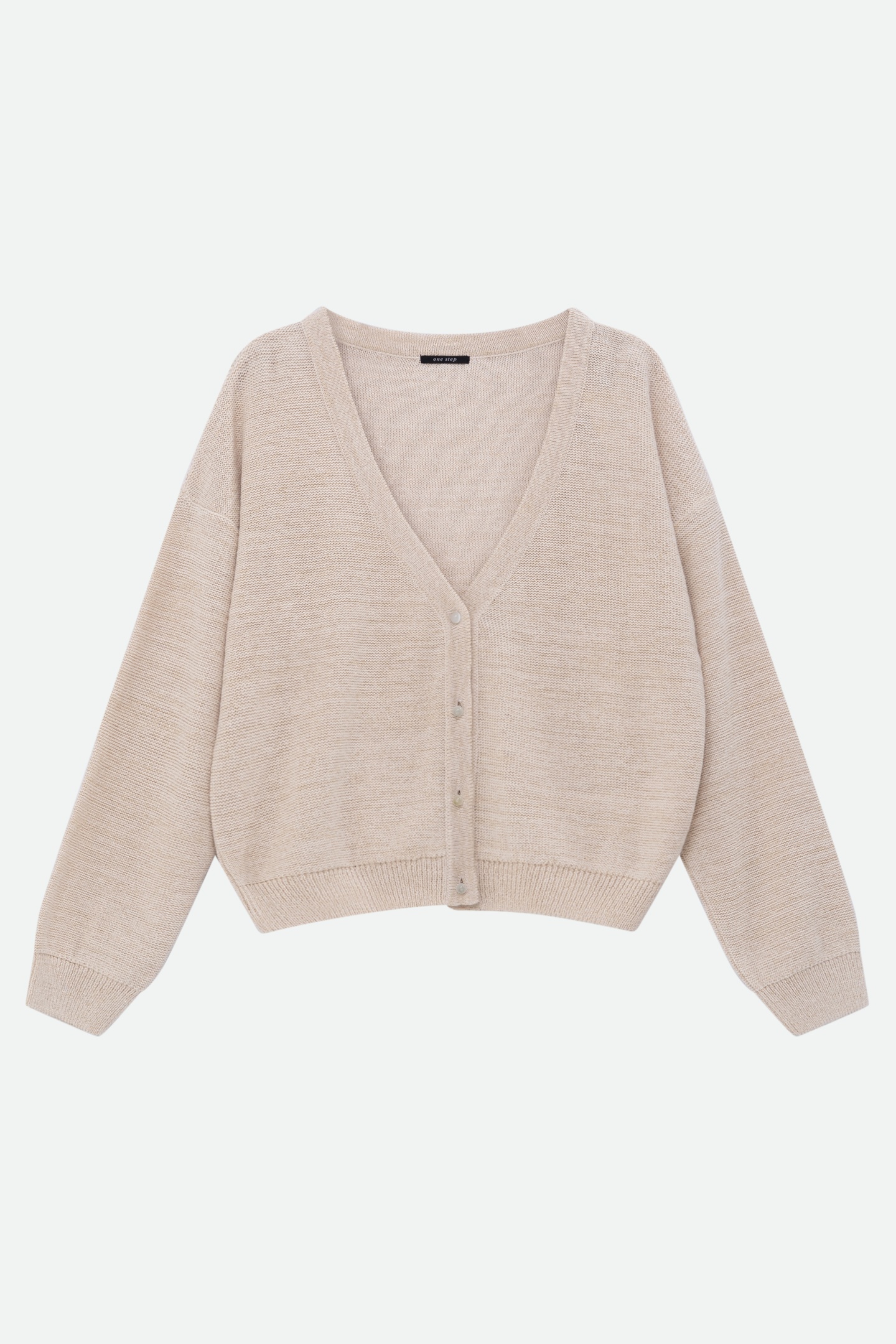 TINA - BEIGE KNIT LUREX CARDIGAN WITH V-NECK 6