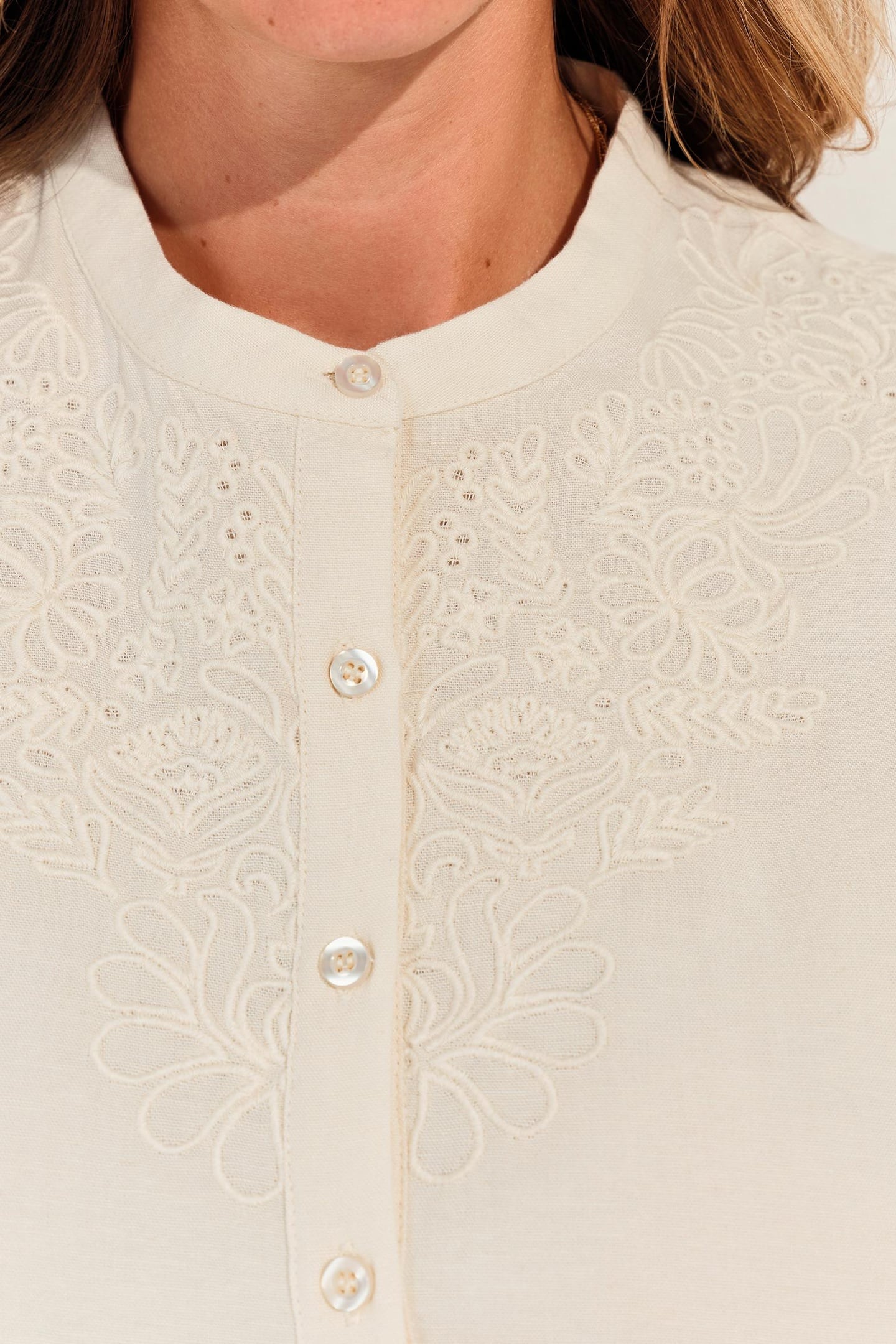 RONDONIA - WHITE DRESS WITH PLACED EMBROIDERY 7