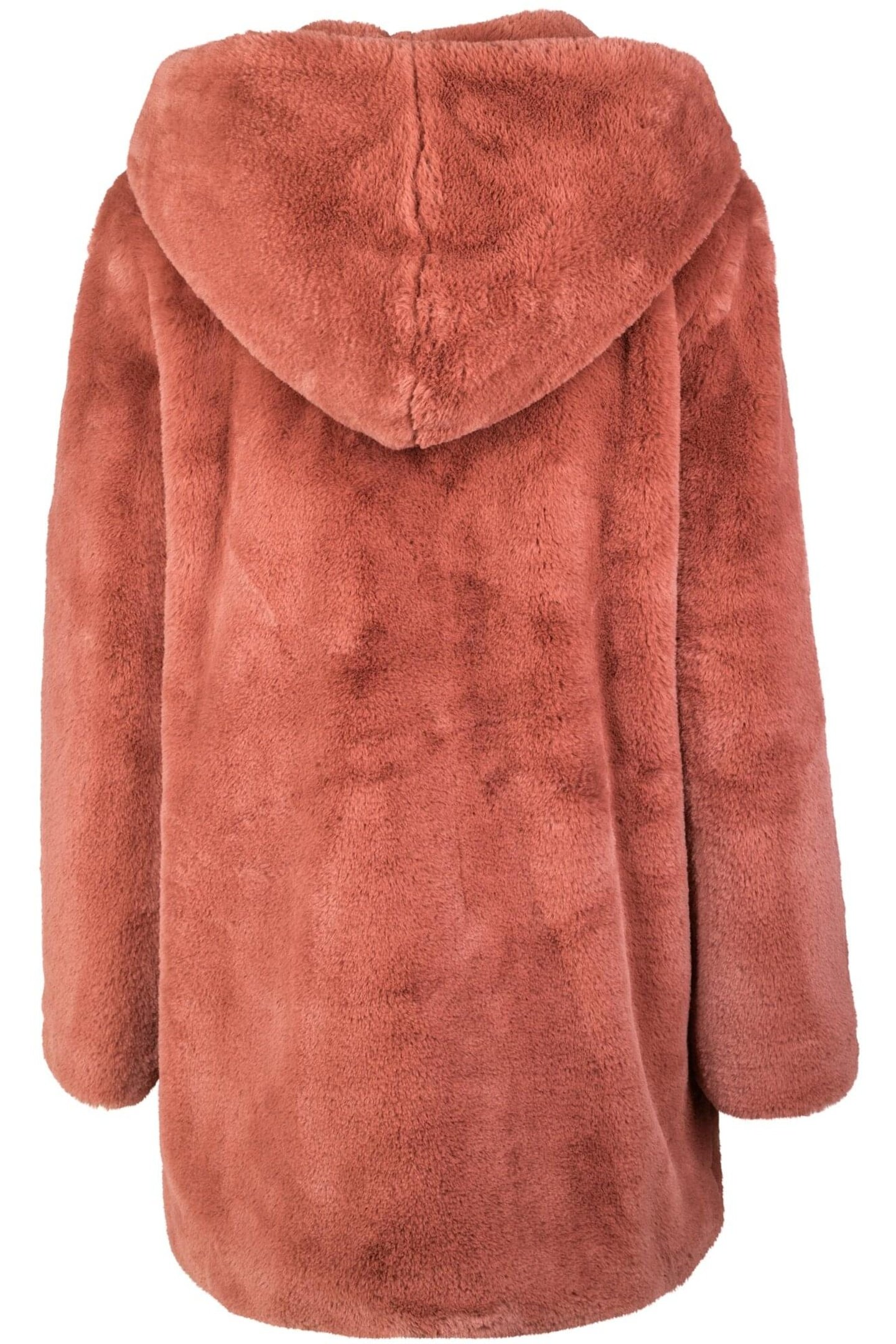 LADIES HOODED TEDDY COAT DARKROSE 6