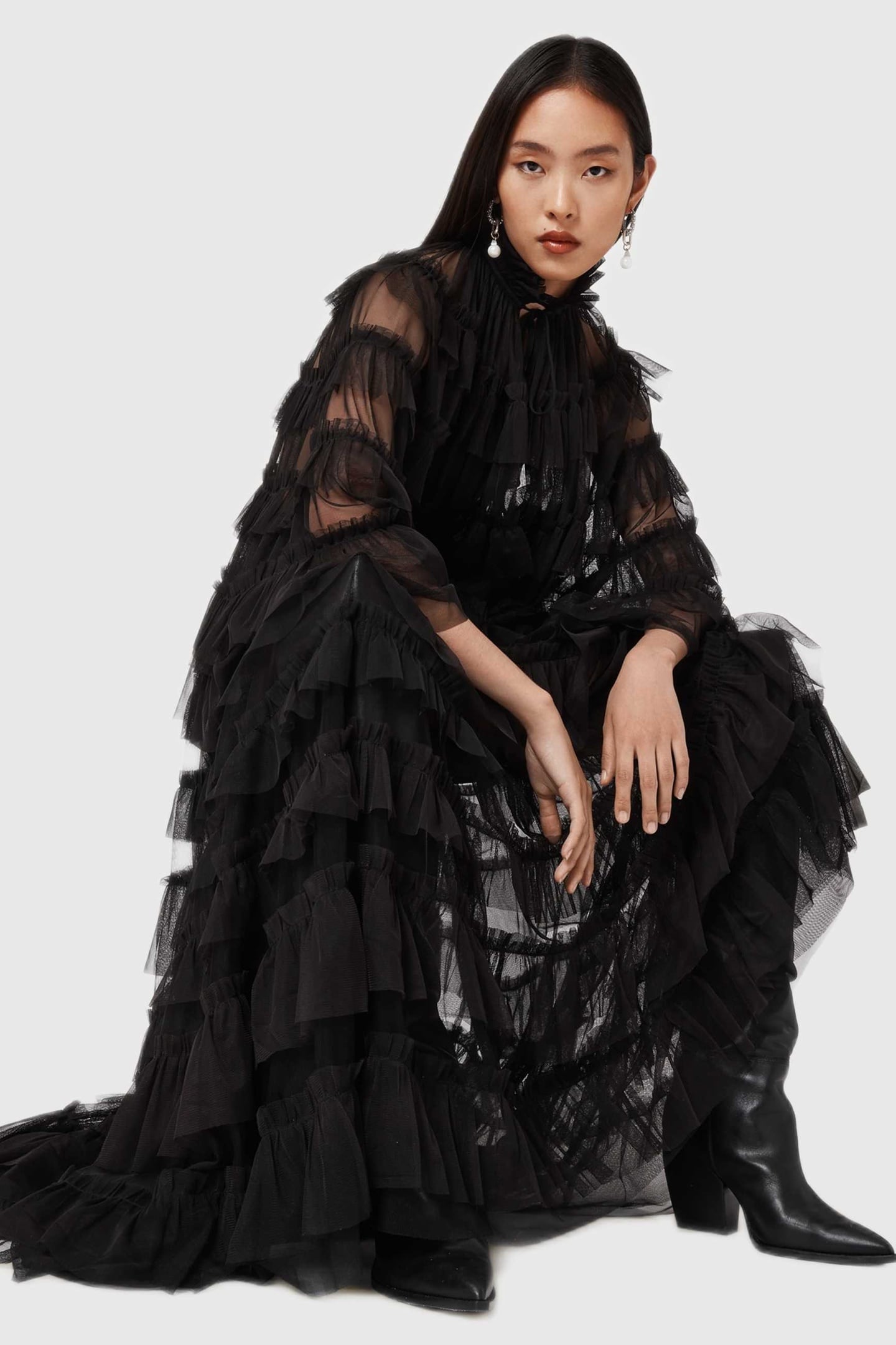 AUDE RUFFLE SKIRT BLACK 1