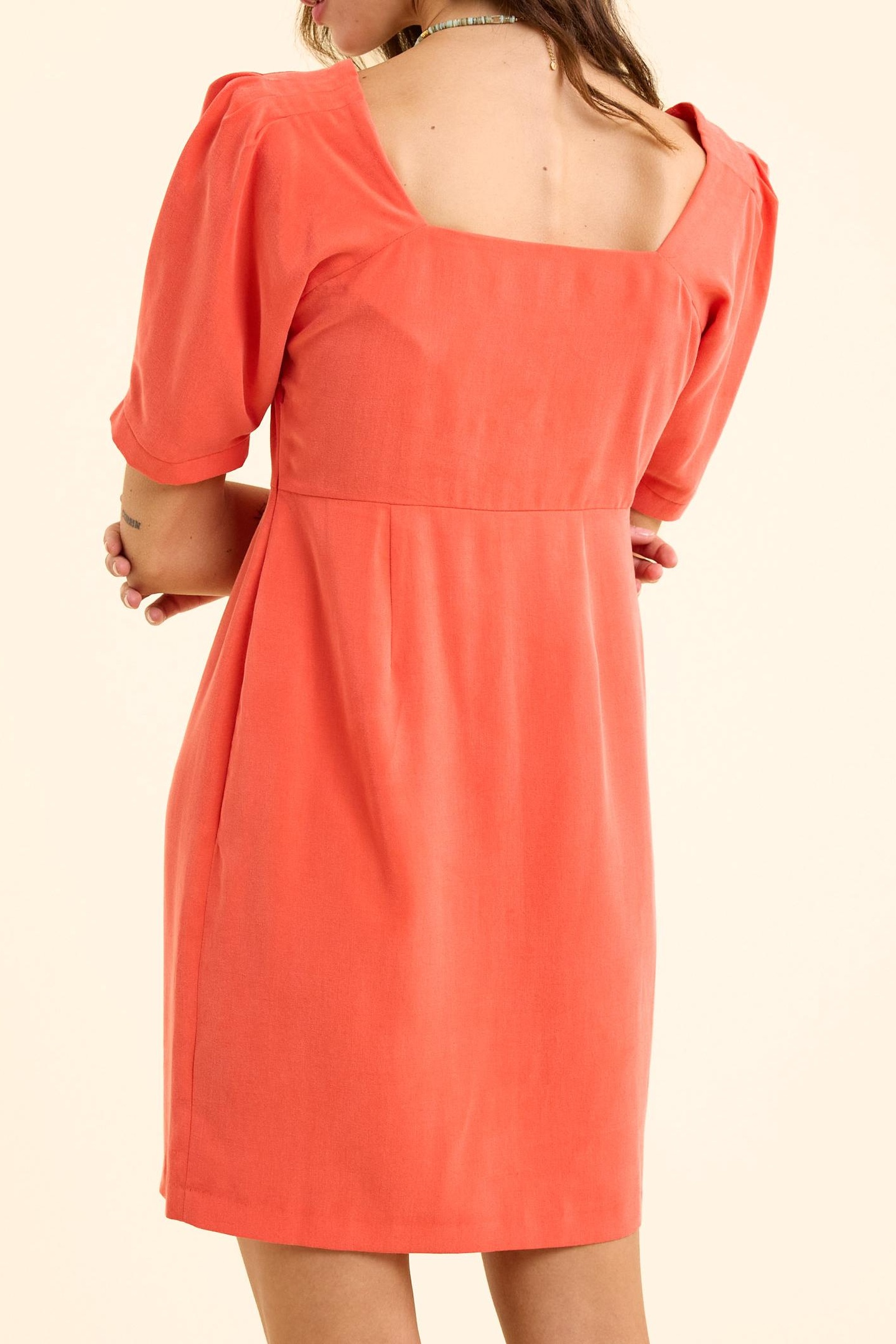 RED SHORT DRESS WITH HEART NECKLINE CURRANT 5