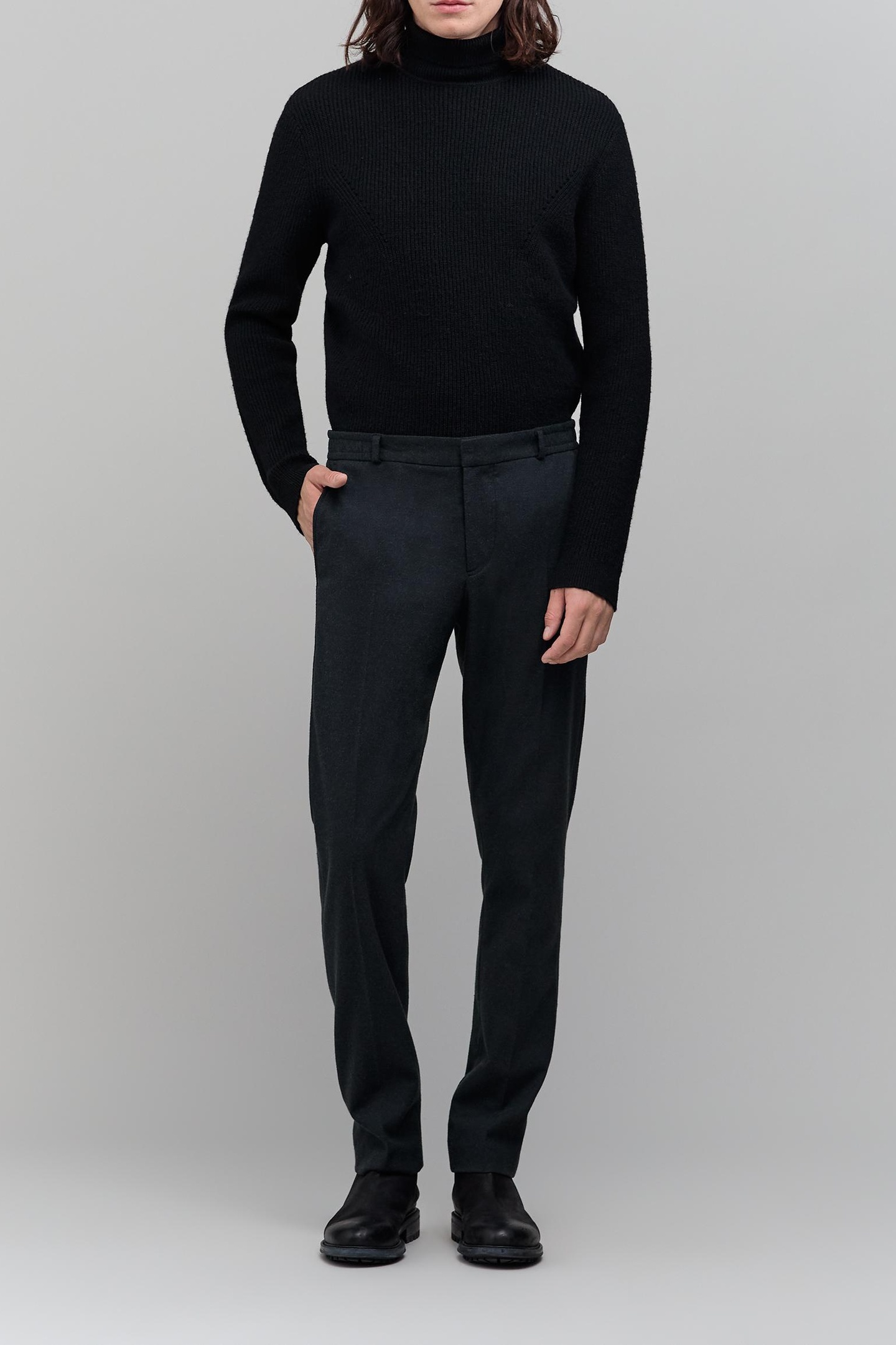 ANTHRACITE PANTS WITH ELASTIC WAISTBAND FOR MEN 3