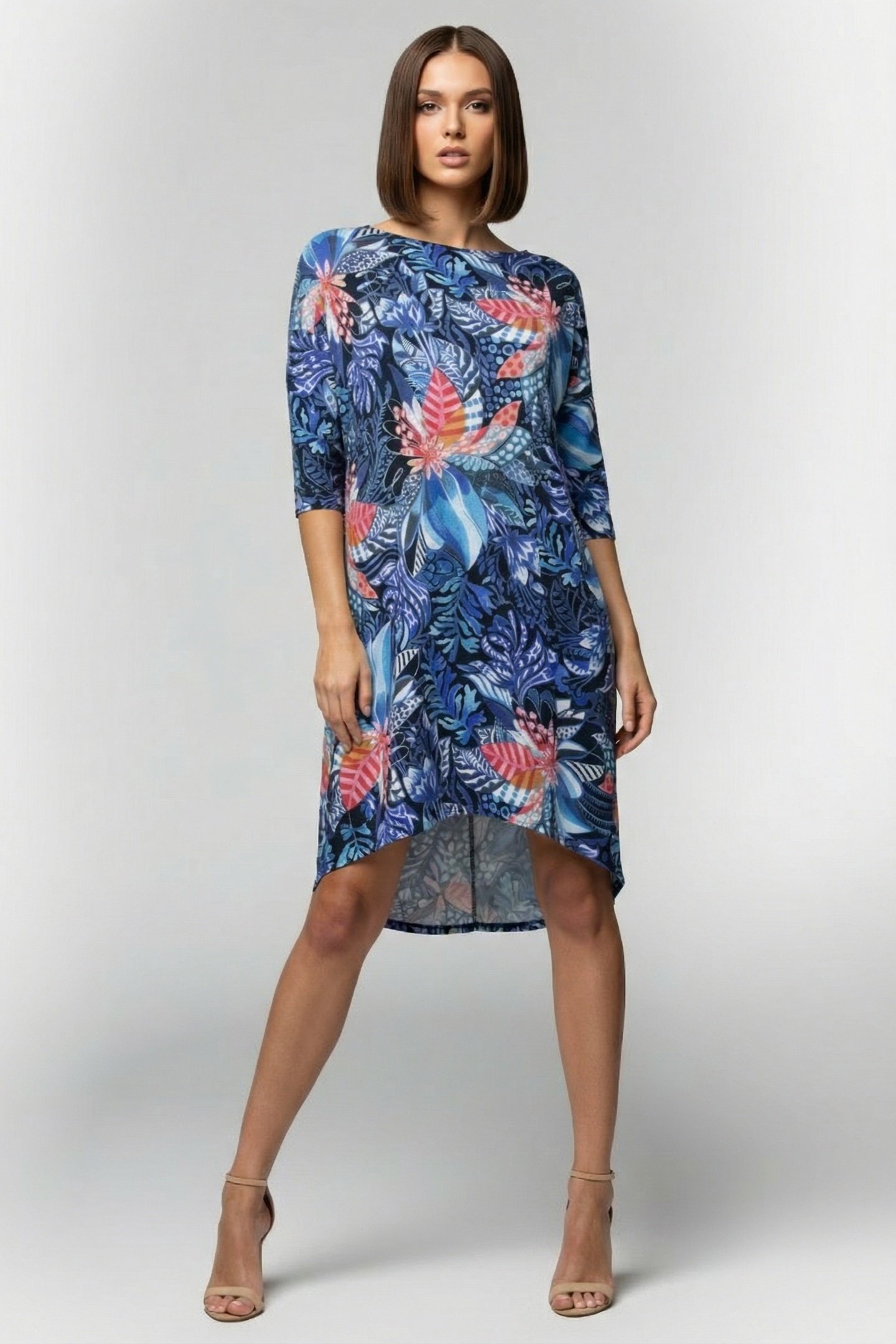 EASY LOOSE DRESS 3/4 SLEEVES IN AZUR FUSION PRINT 1