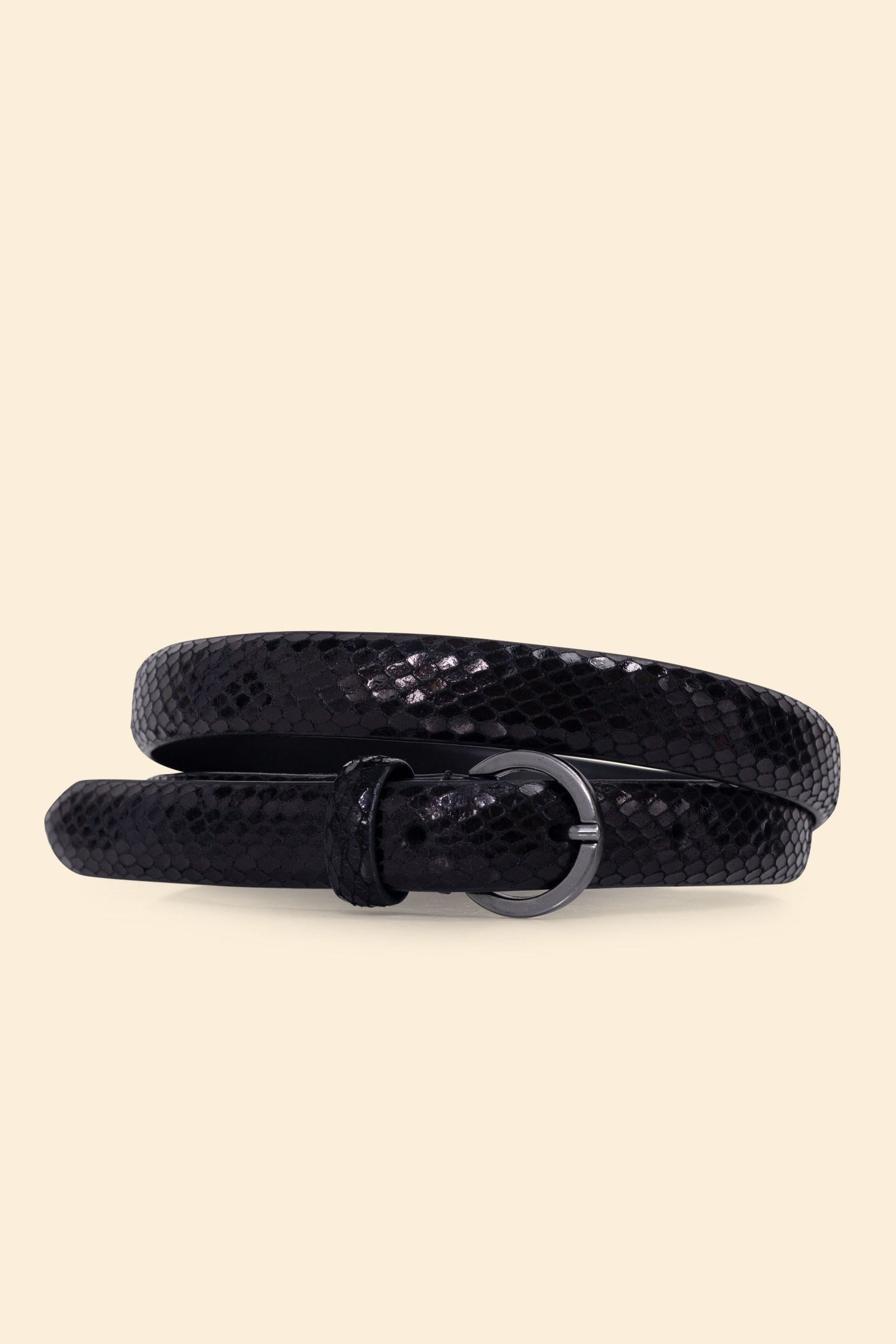 BLACK PYTHON-EFFECT LEATHER BELT BLACK 1