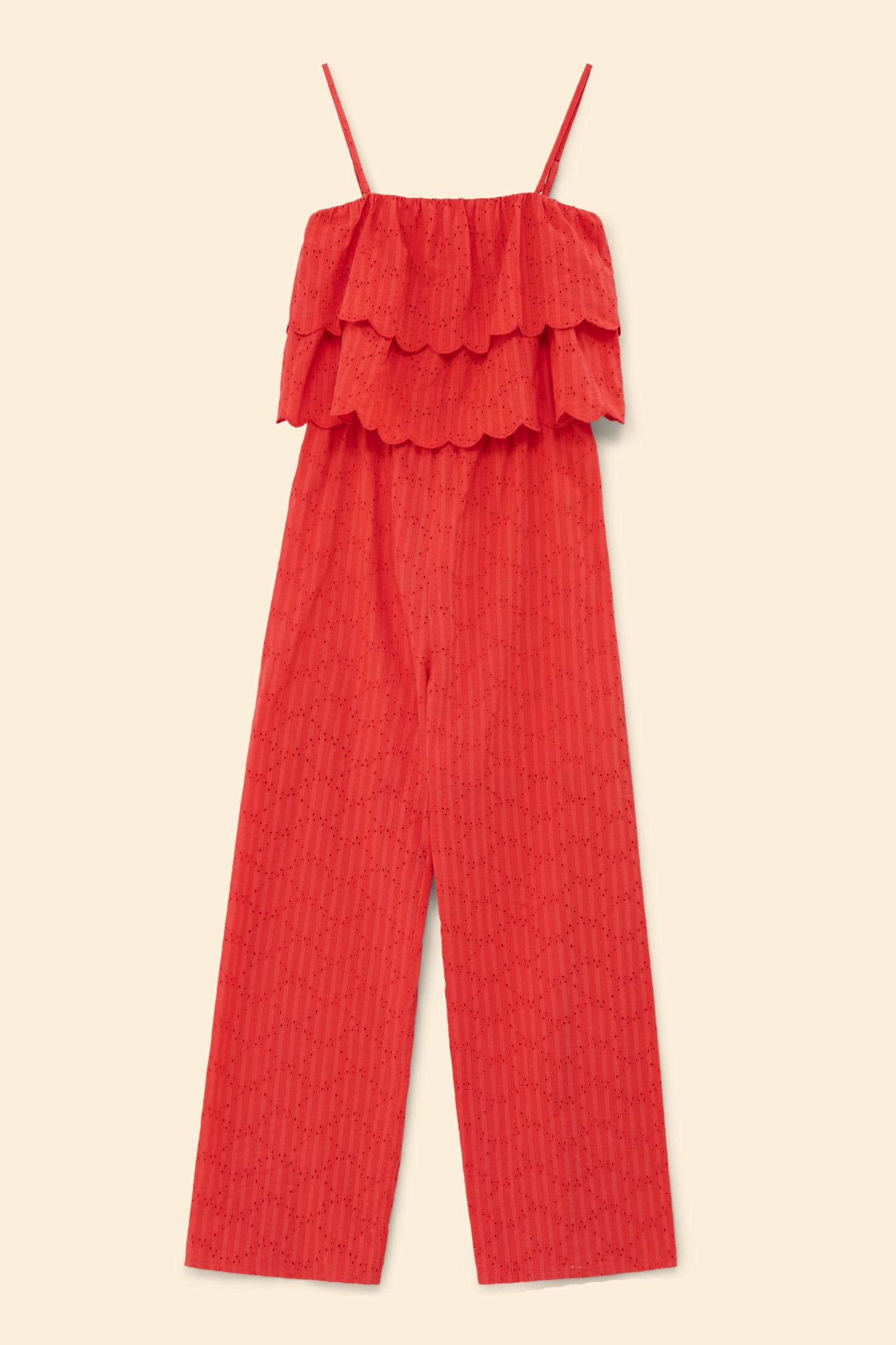 RED EYELET EMBROIDERY JUMPSUIT CURRANT 1
