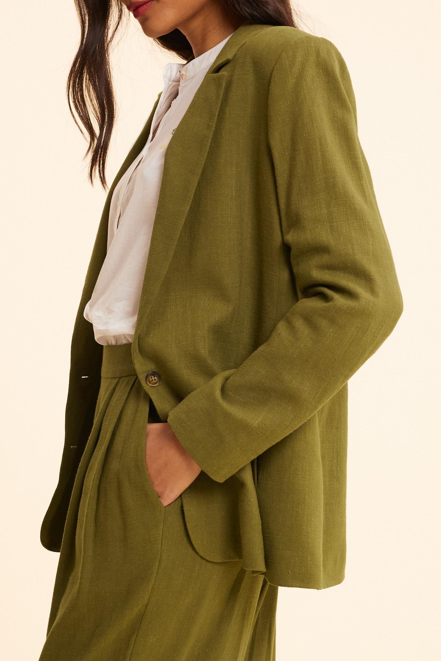 KHAKI LINEN BLEND SUIT JACKET KHAKI 5