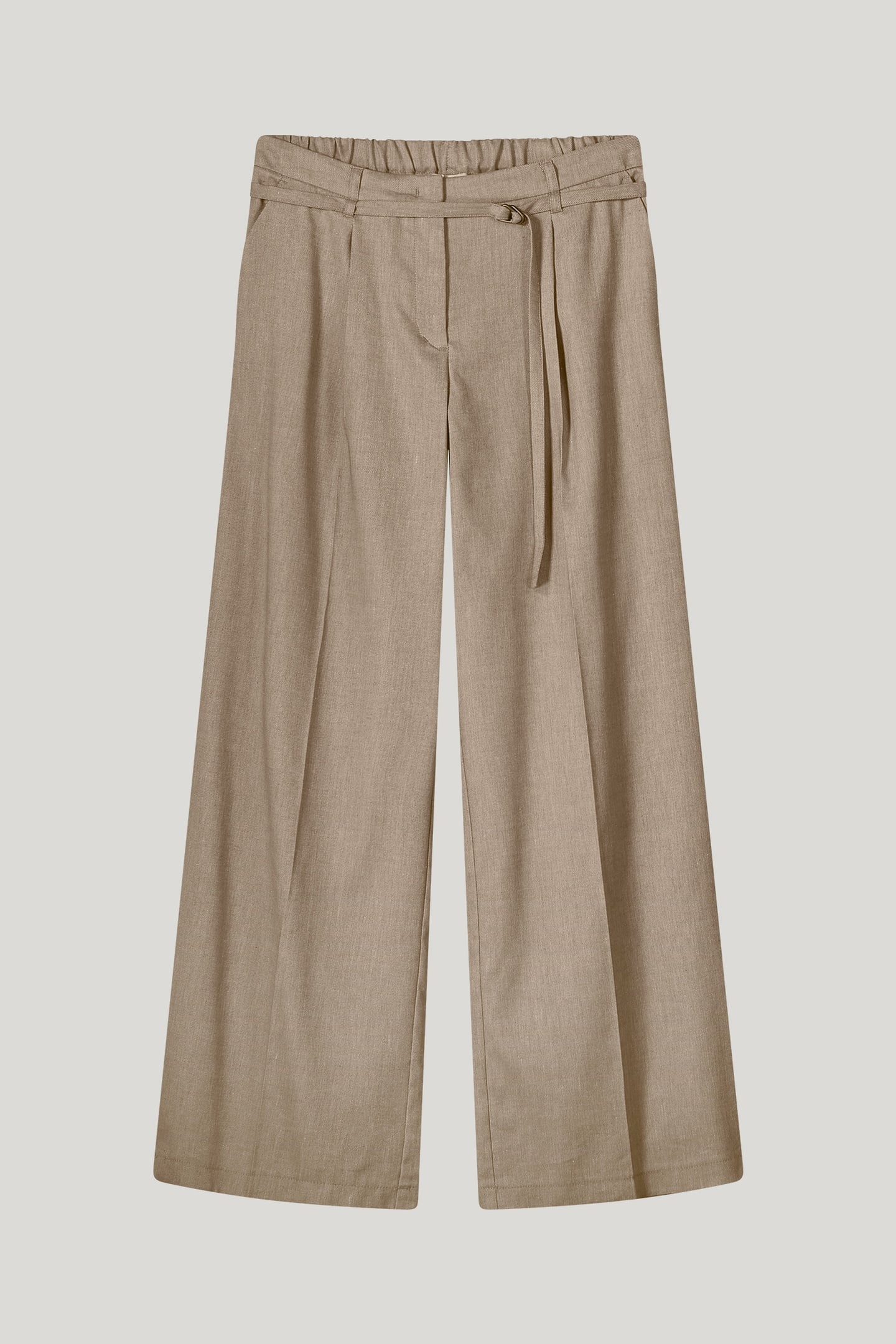 TROUSERS WIDE LINEN BLEND TWILL KHAKI 4