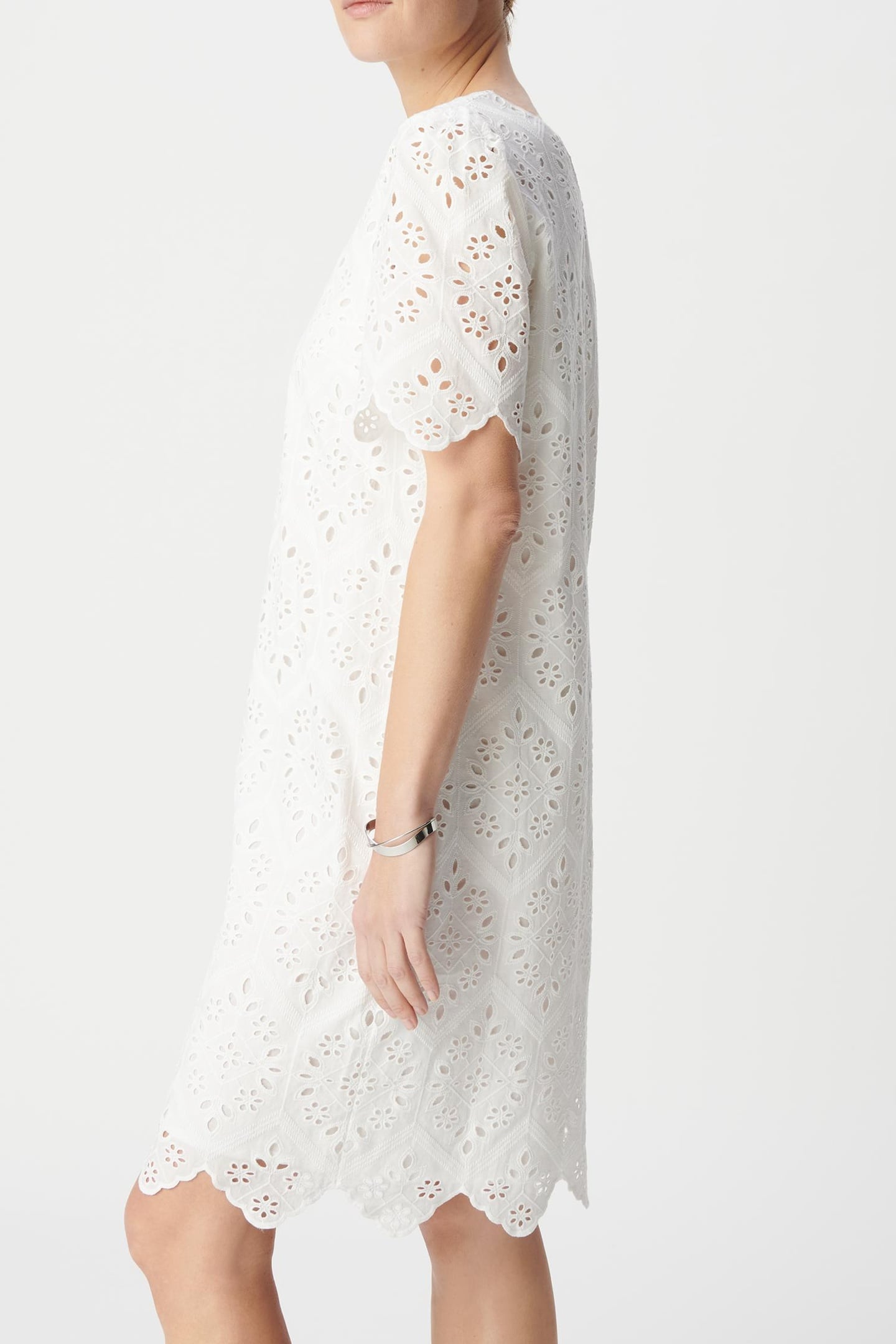WHITE DRESS IN ORGANIC COTTON WITH BRODERIE ANGLAISE 5