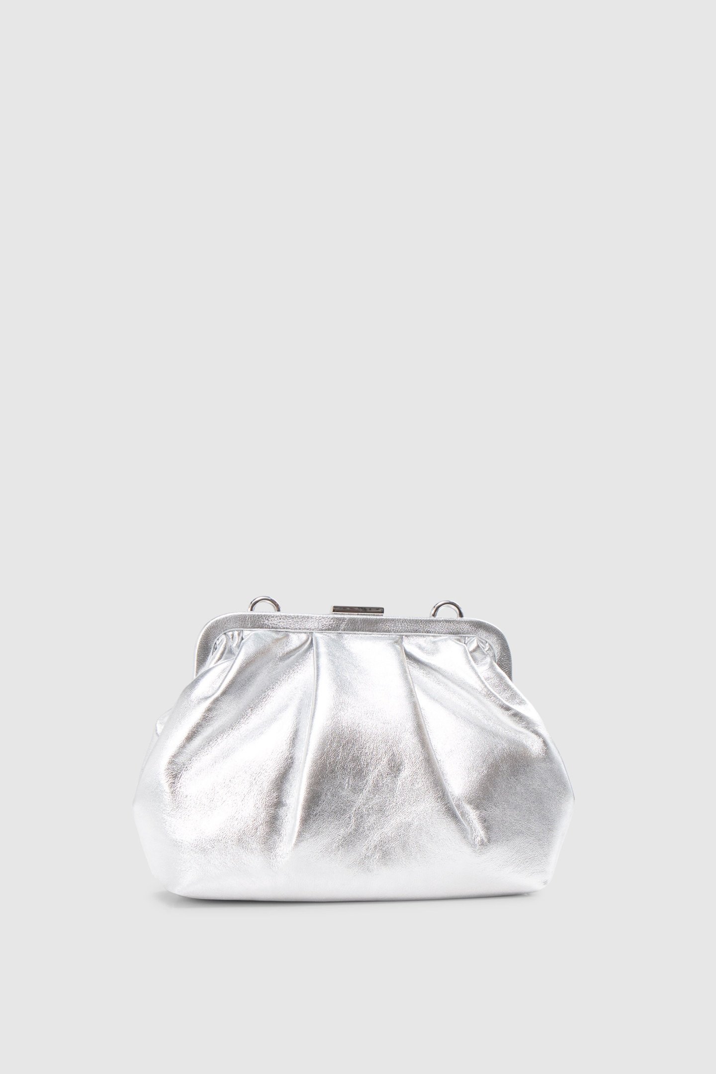 METALLIC SILVER LEATHER POUCH BAG 3