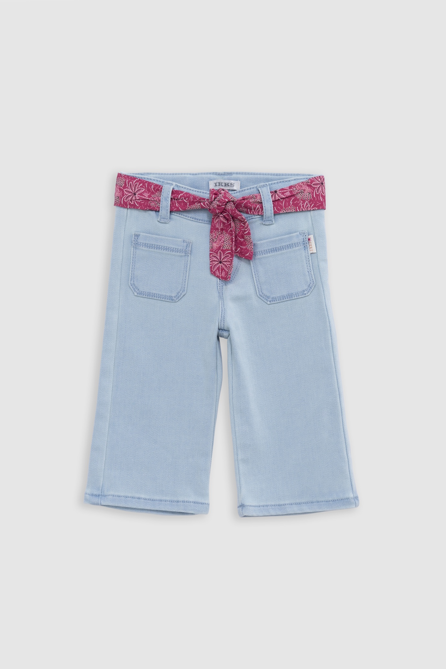 PINK JEANS WITH PALM-TREE PRINT SCARF BELT 1