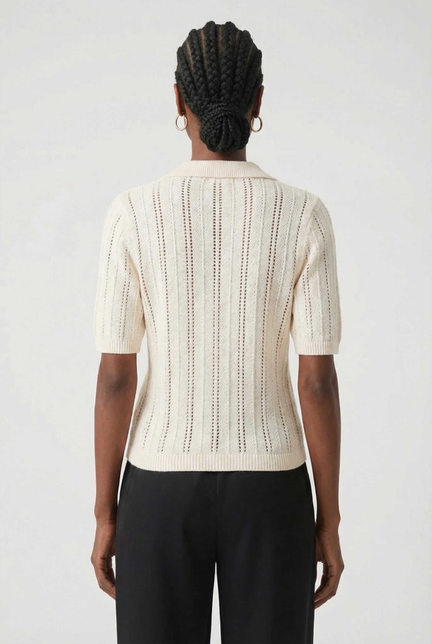 ALMAS AJOUR POLO SHIRT BUTTER CREAM 2