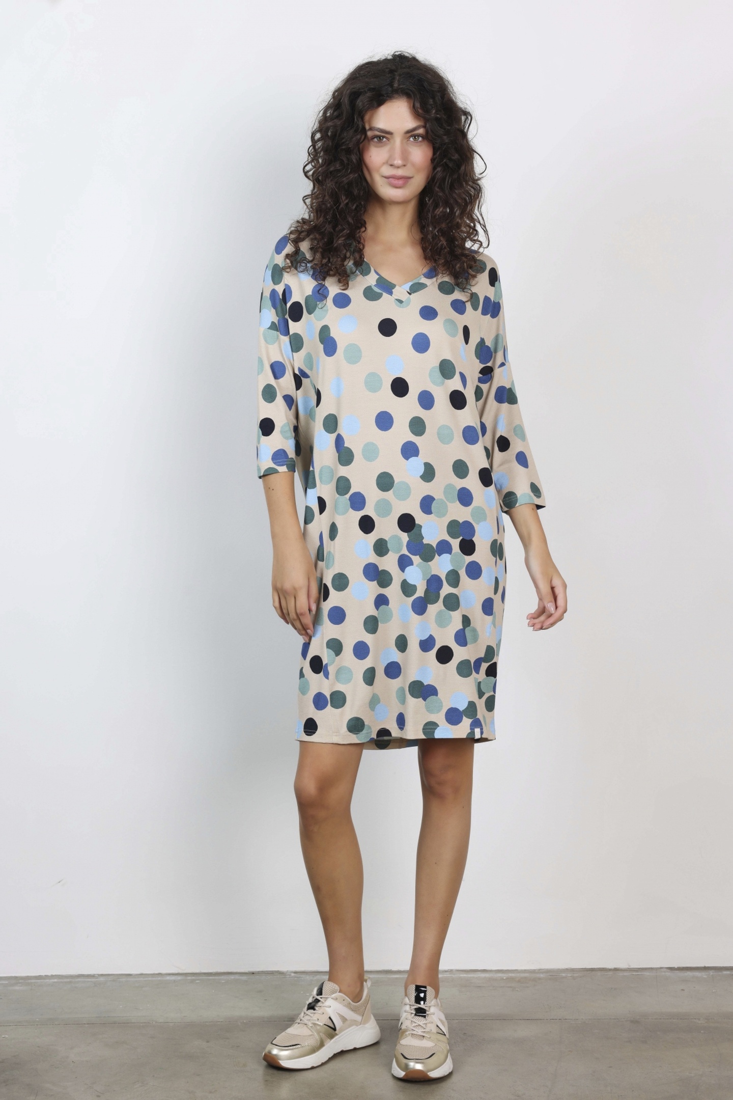 LOOSE DRESS FANCY FEATHER GREY FUJI PRINT 2