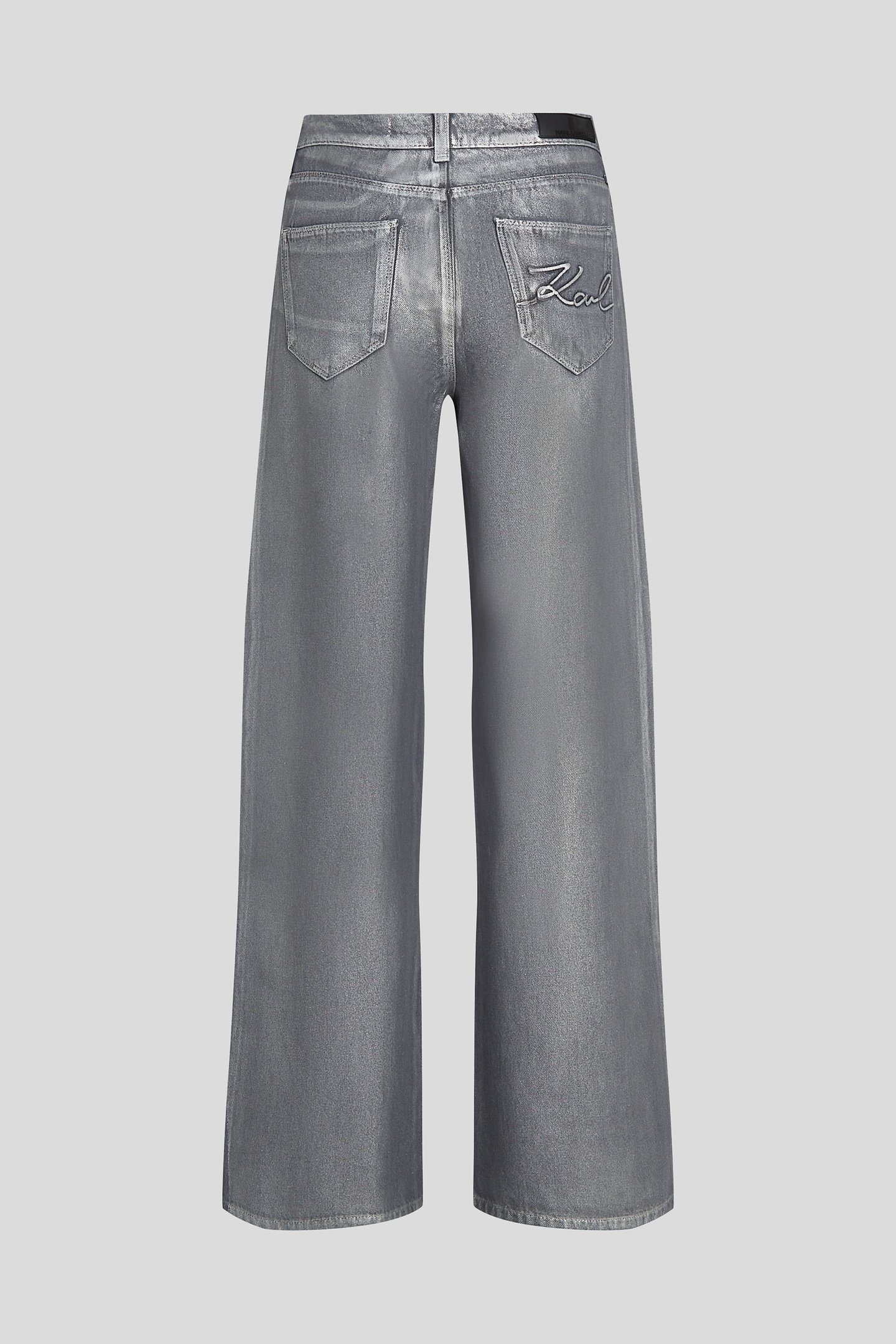 SILVER METALLIC WIDE LEG DENIM PANTS 2