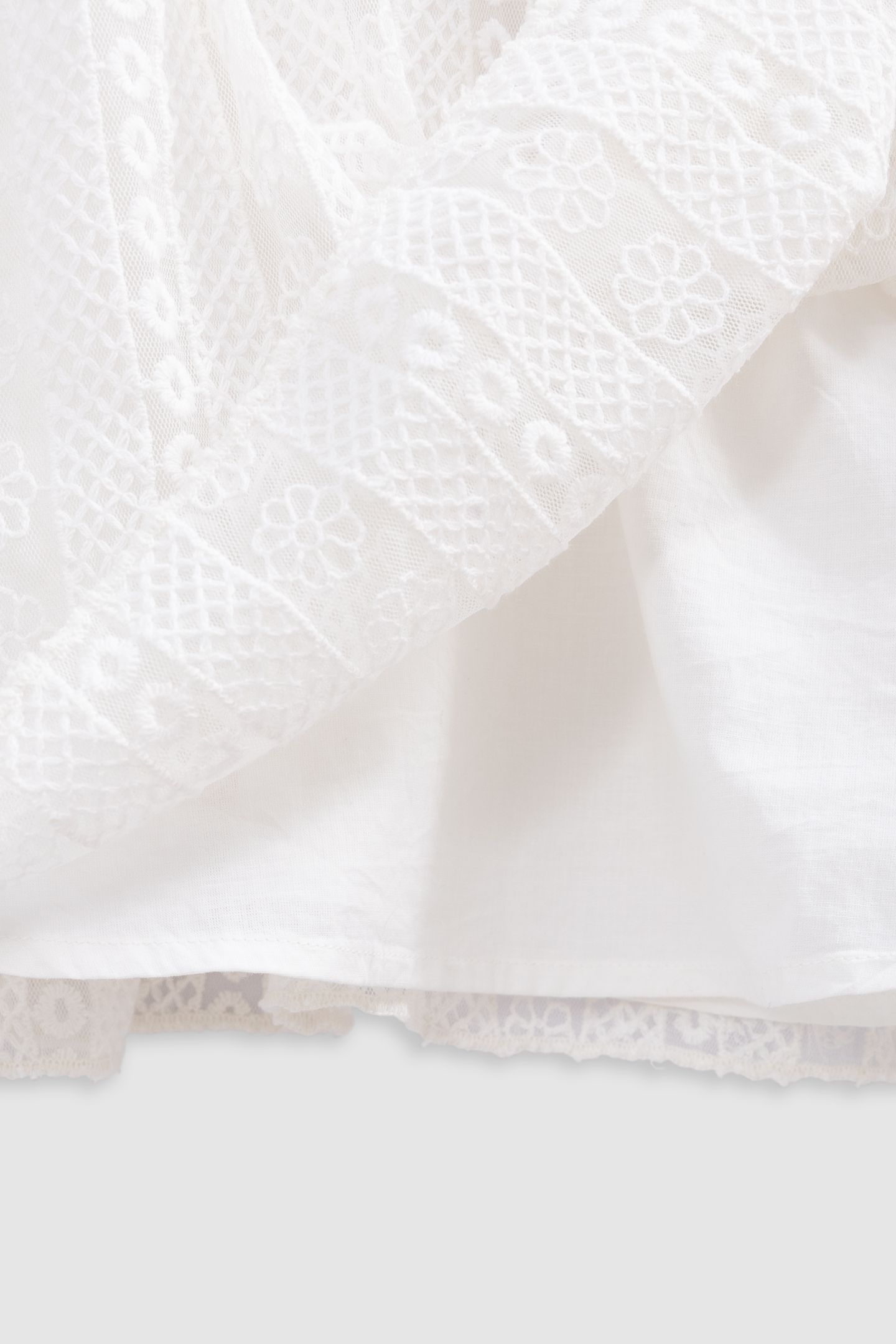 ECRU LACE DRESS WITH FLOUNCED BIB 5