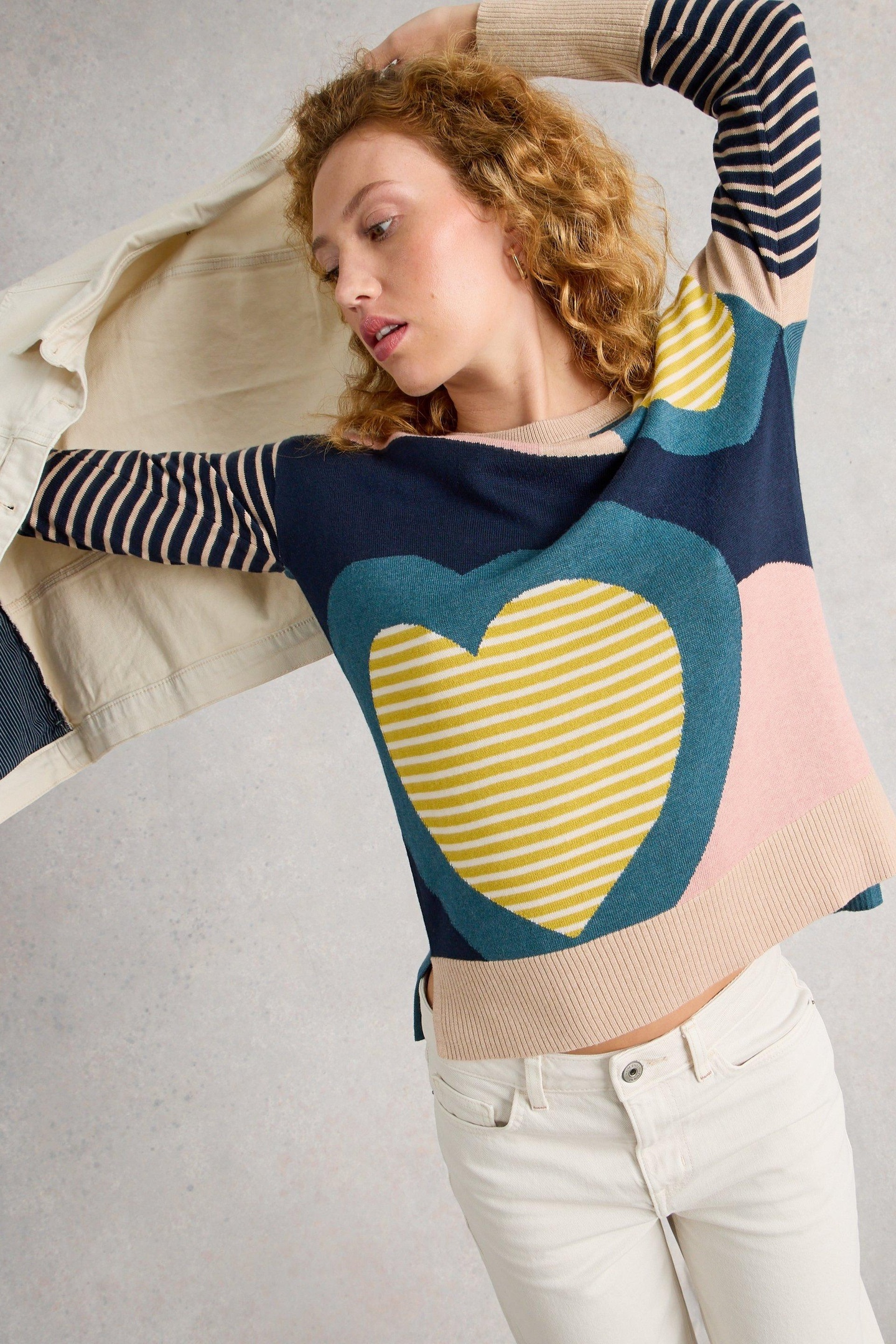 OLIVE HEART JUMPER PINK MULTI 2