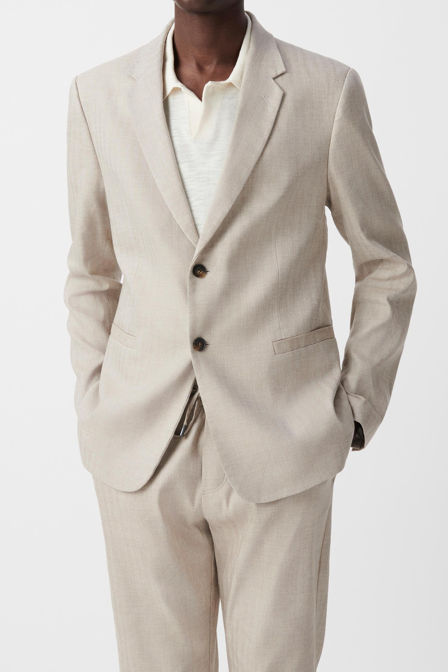 BEIGE LINEN BLEND SUIT JACKET 3