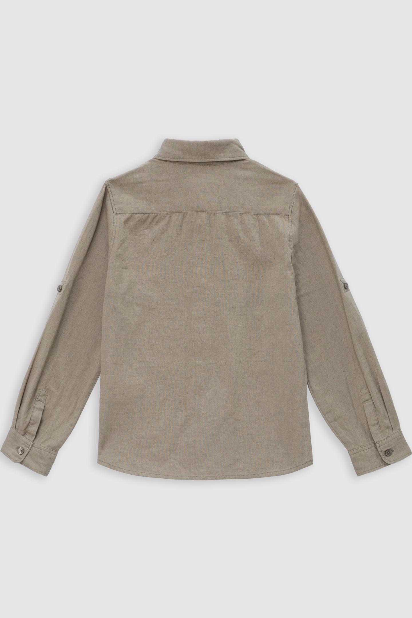 KHAKI COTTON AND LINEN MIX SHIRT 2