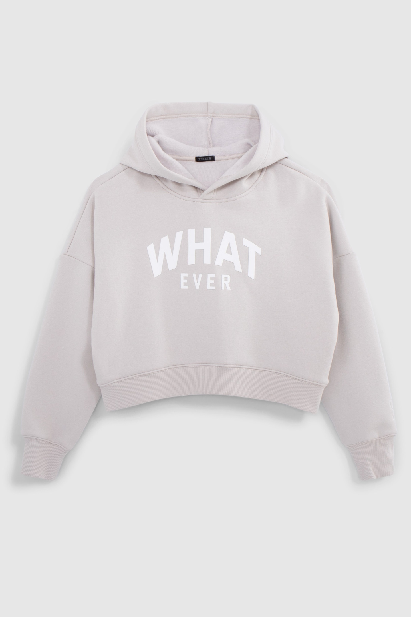 GIRL'S BEIGE CROPPED FLOCKED MESSAGE SWEATER 1