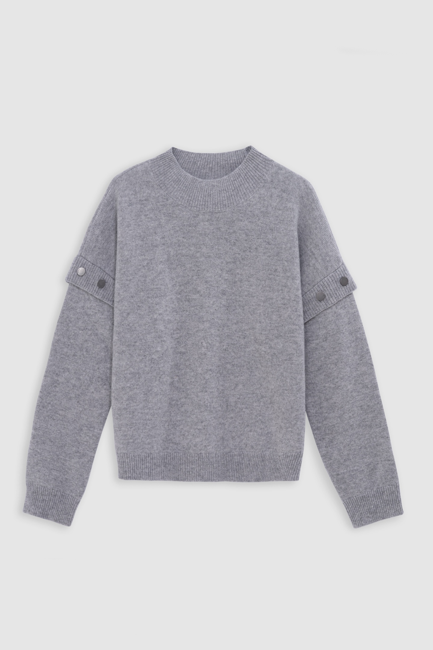 GREY KNITTED SWEATER WITH STUDDED ARMHOLE DESIGN 1