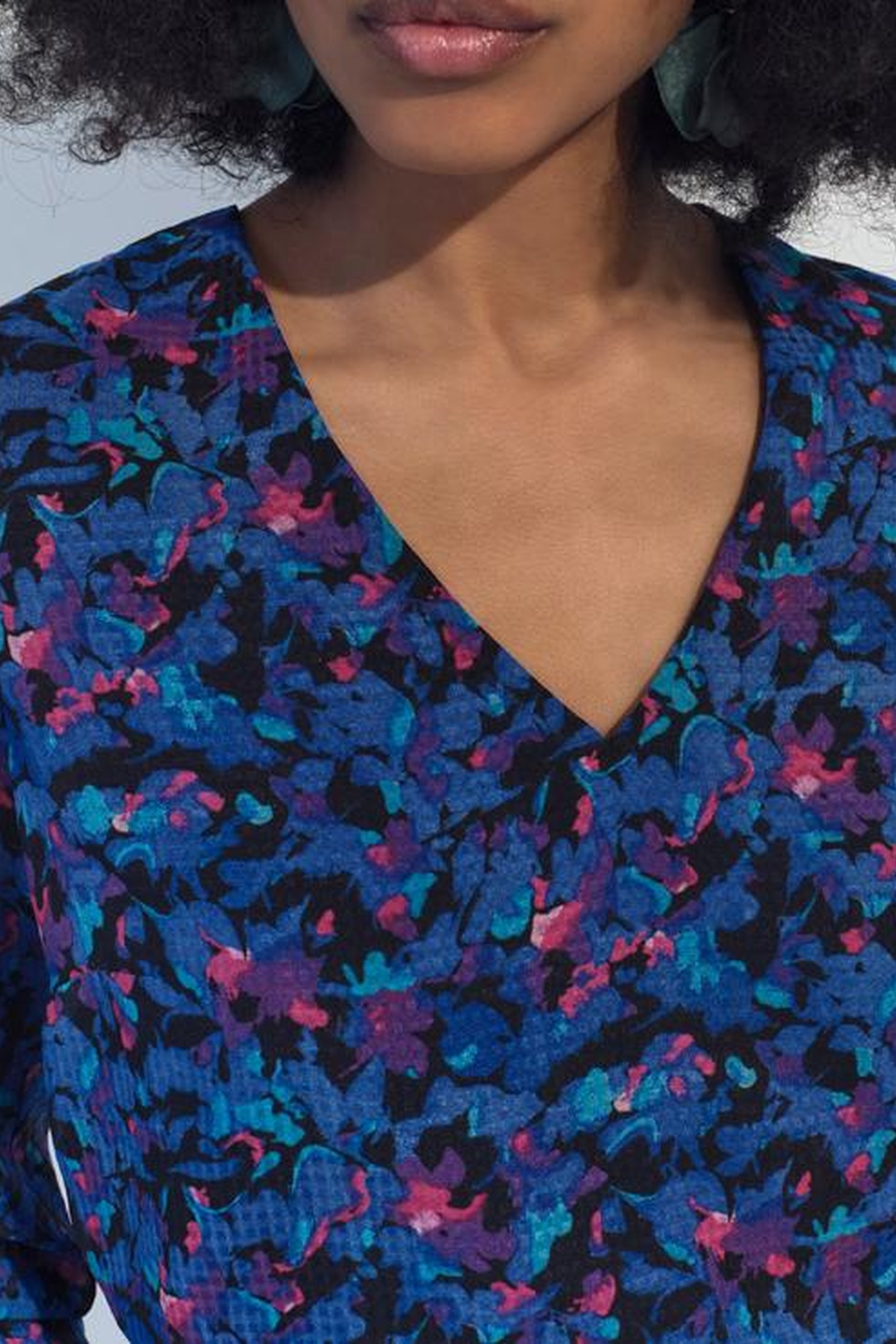 RYANNA - BLUE DRESS WITH AQUATIC FLORAL PRINT 7