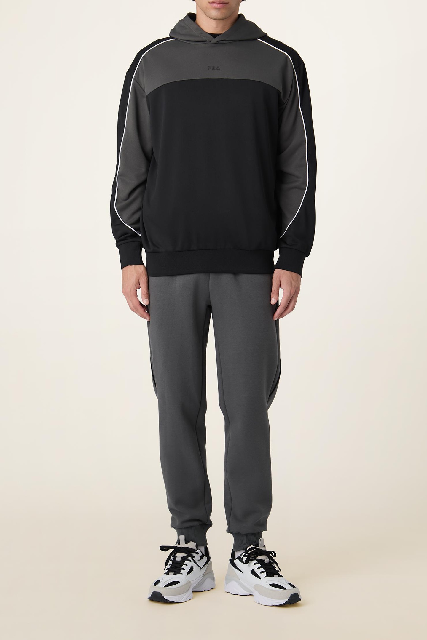 RIVOLI LOOSE BLOCKED HOODIE BLACK-DARK SHADOW 2