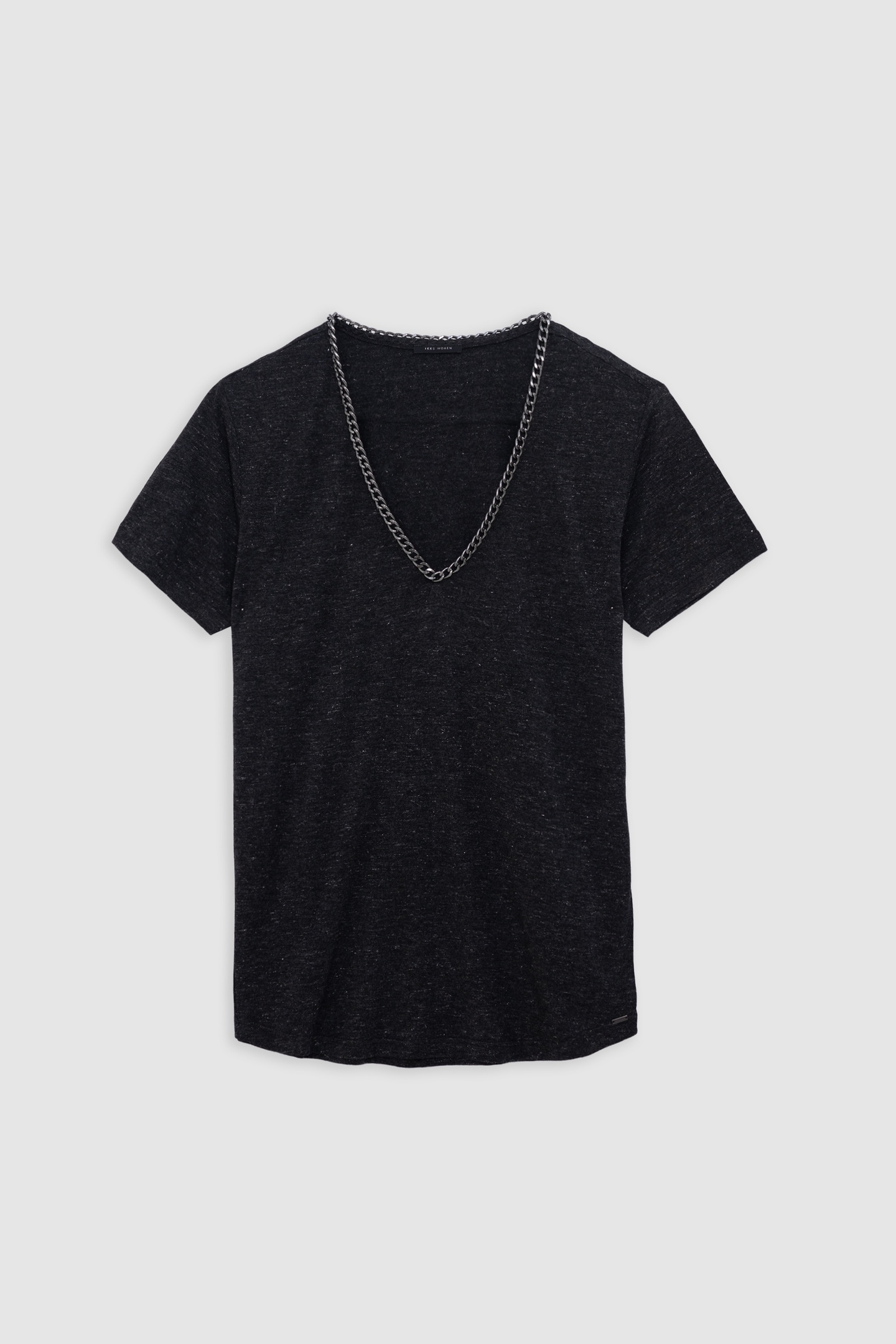 GREY SEQUINED V-NECK JEWEL T-SHIRT 2