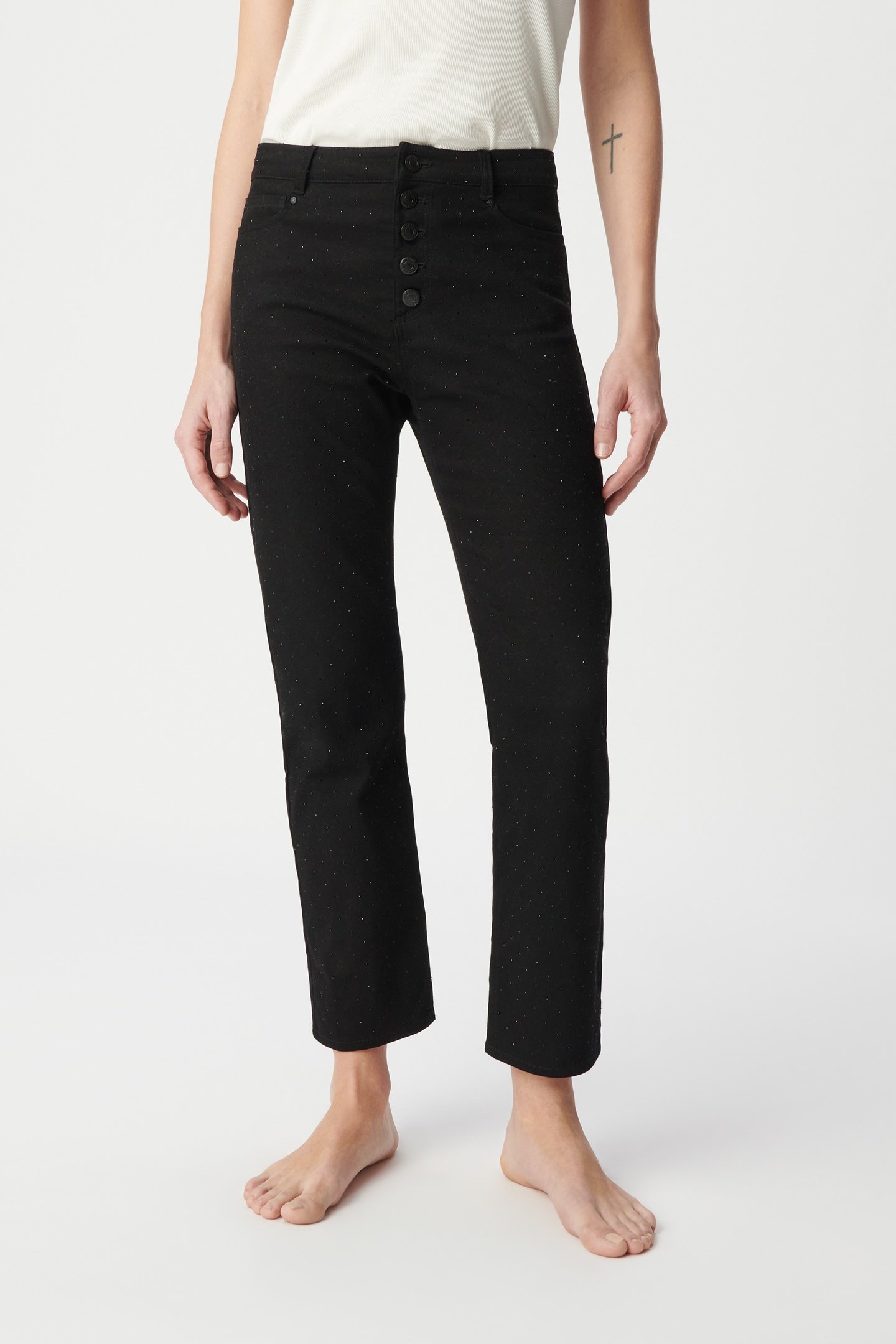 JANIS BLACK RHINESTONE STRAIGHT-LEG JEANS 2