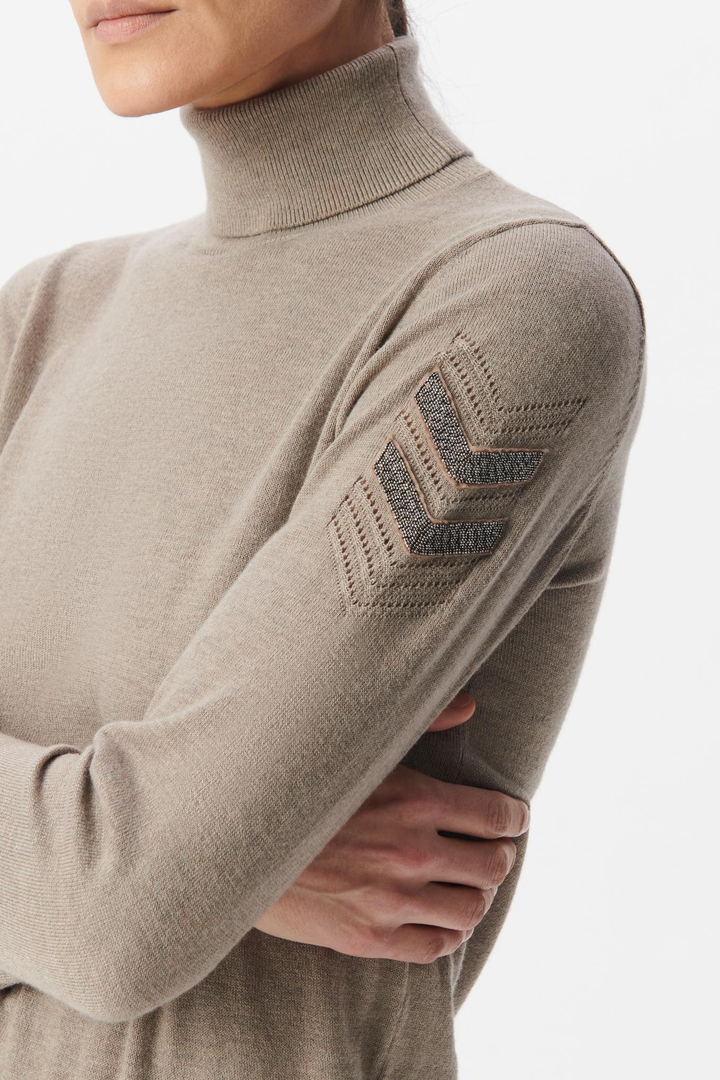 HERRINGBONE KNITTED SESAME SWEATER 4