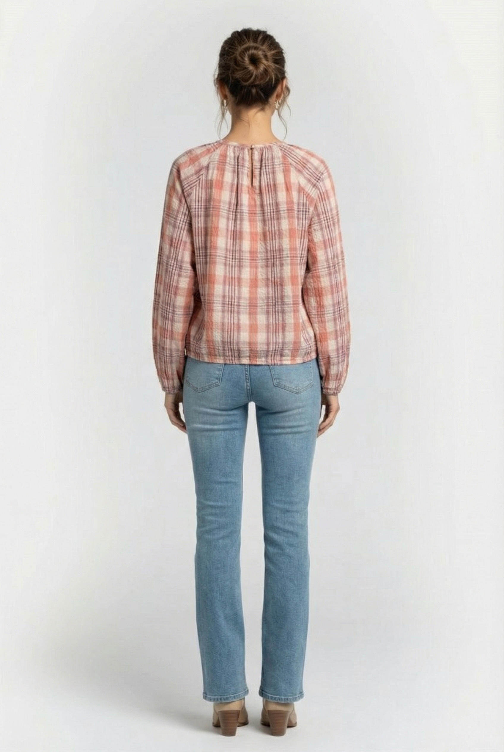 LONGSLEEVE TOP PINK CHECK ROSE SMOKE 2