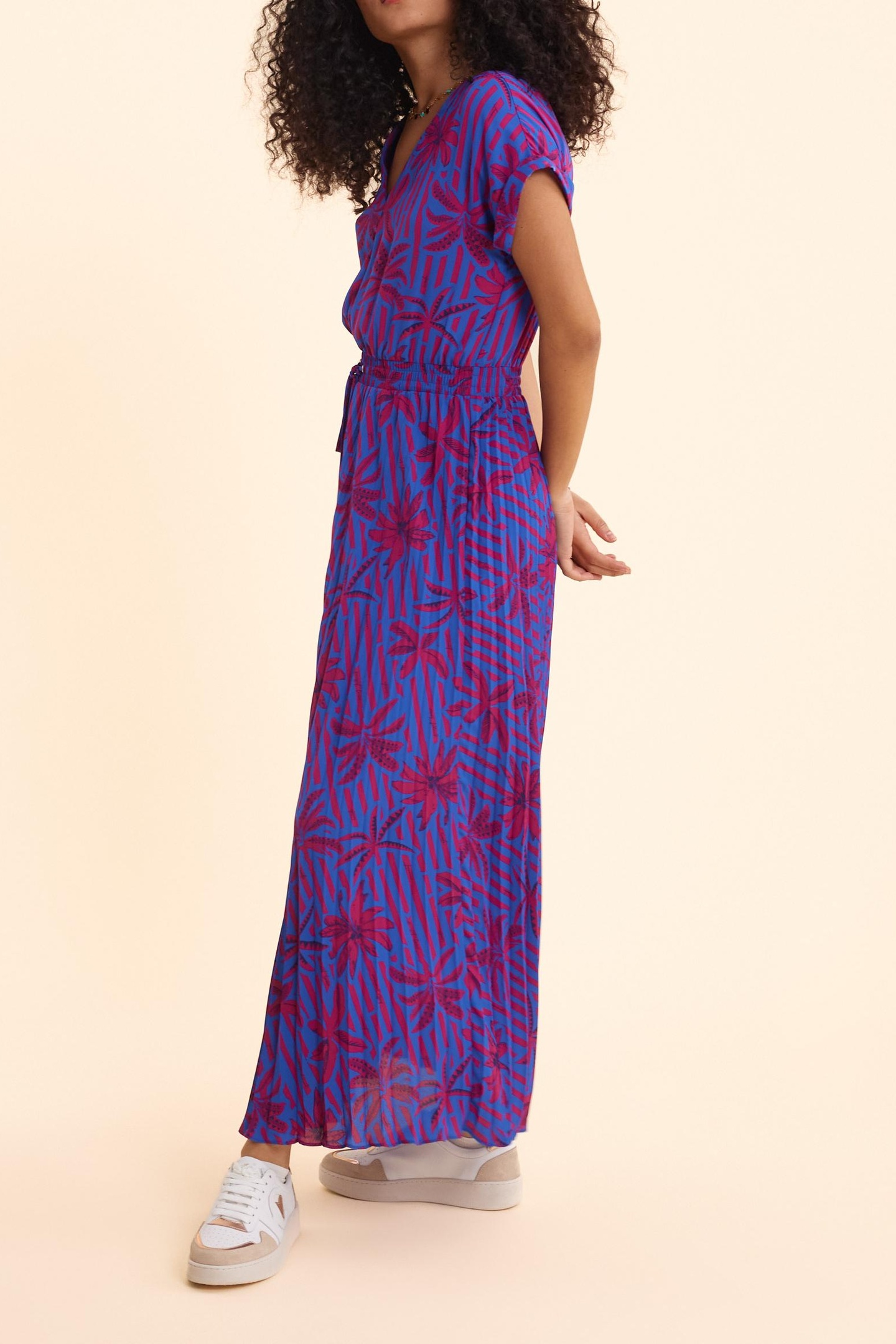 PALM-TREE PRINT INDIGO MAXI DRESS INDIGO 1
