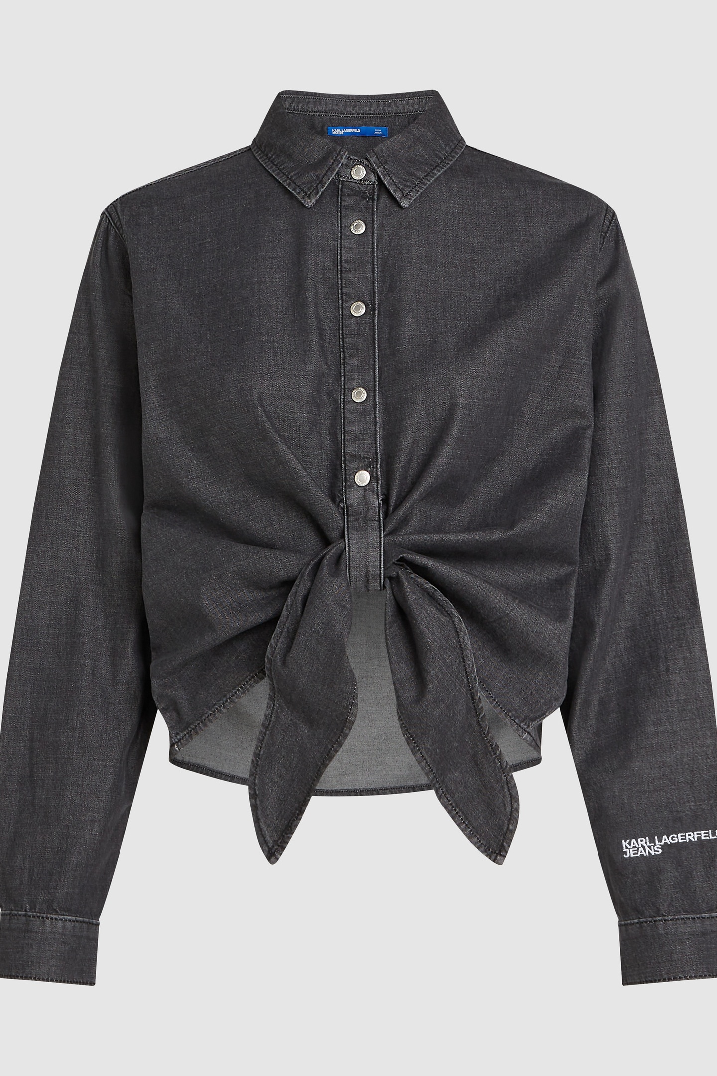 WASHED BLACK KLJ DENIM WRAP BLOUSE 5