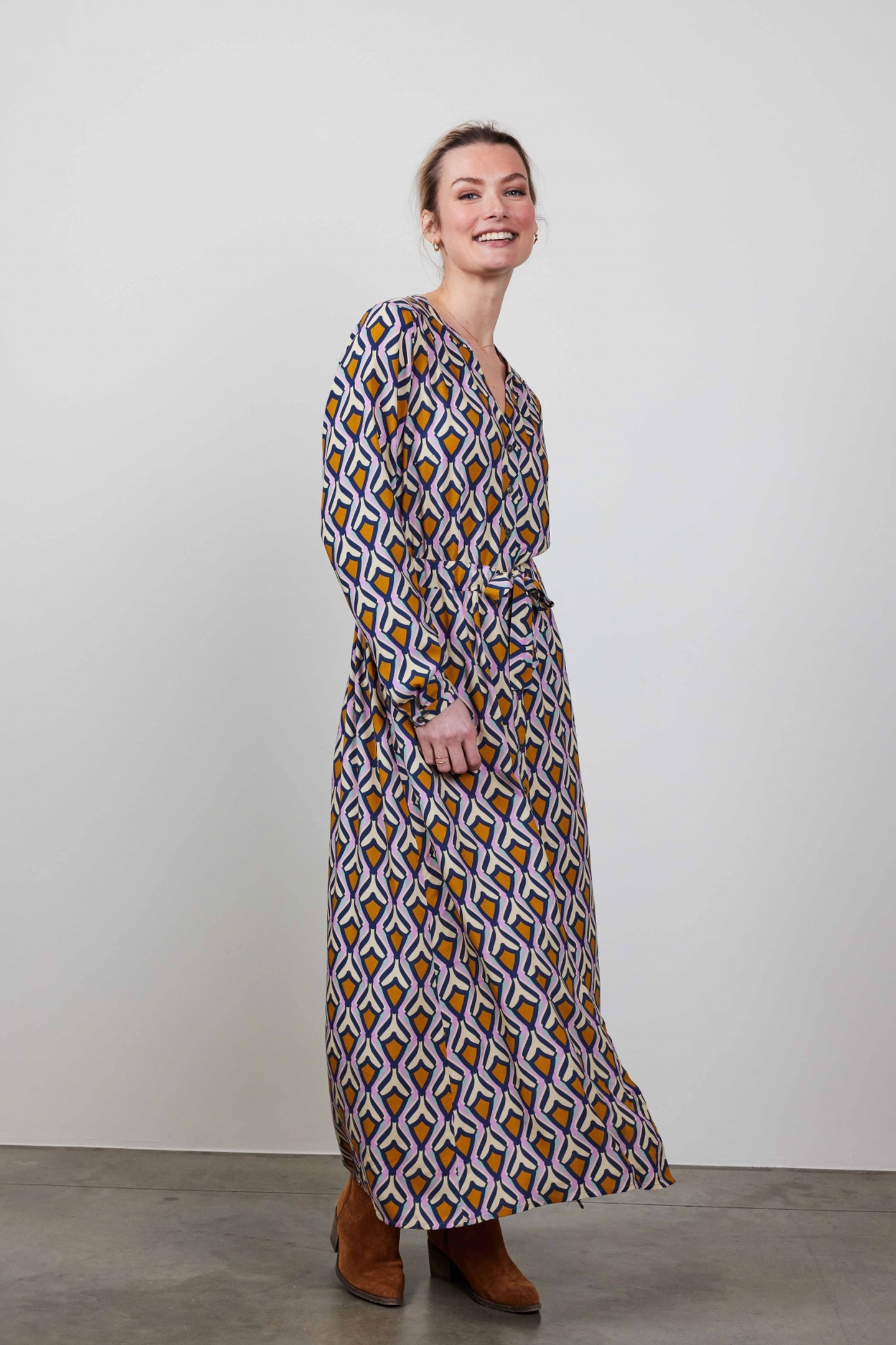 DRESS JOYFUL IN OFFWHITE WITH COSMIC DREAMS PRINT 2