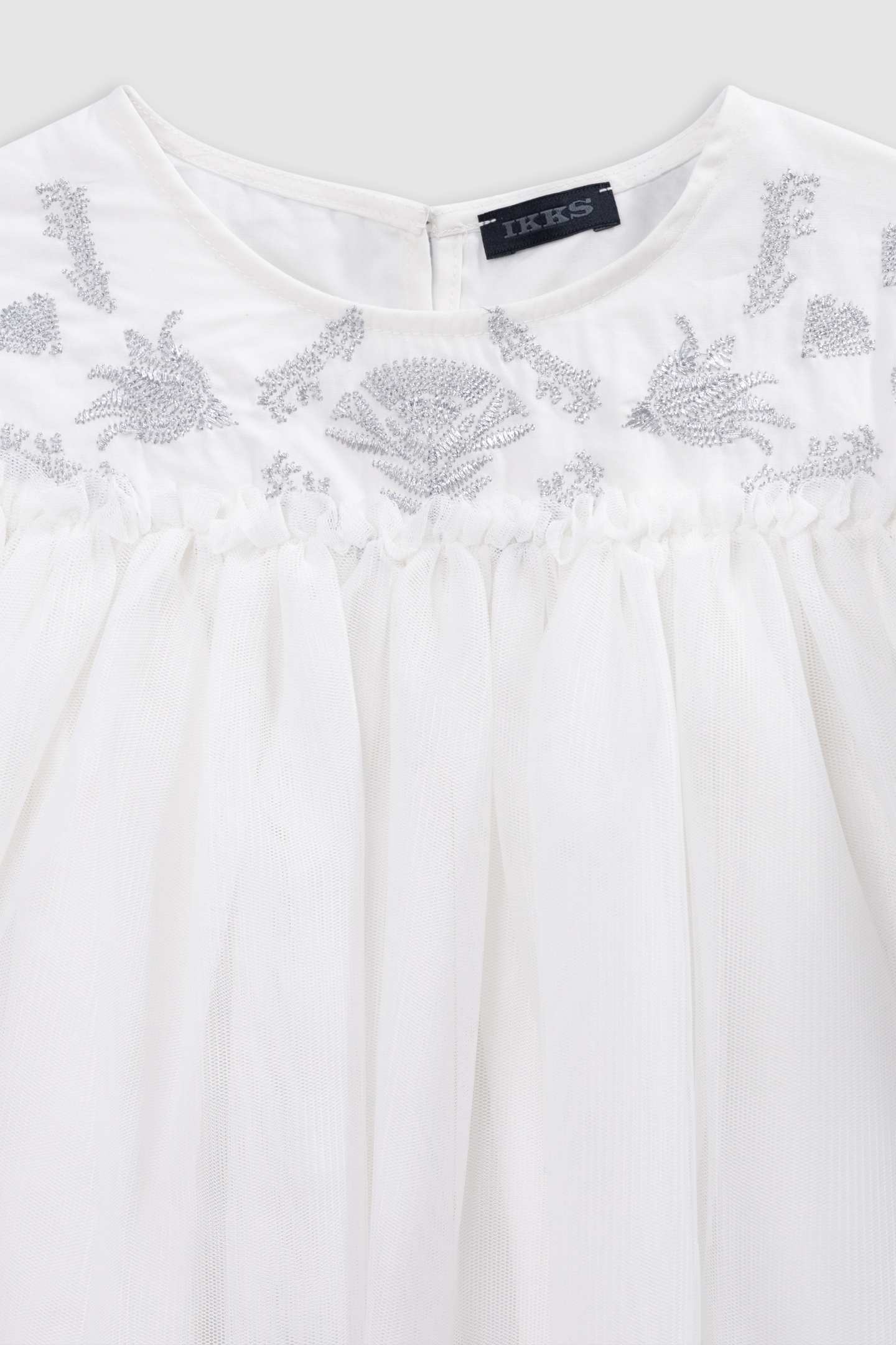 WHITE TULLE DRESS WITH SILVER EMBROIDERY 3