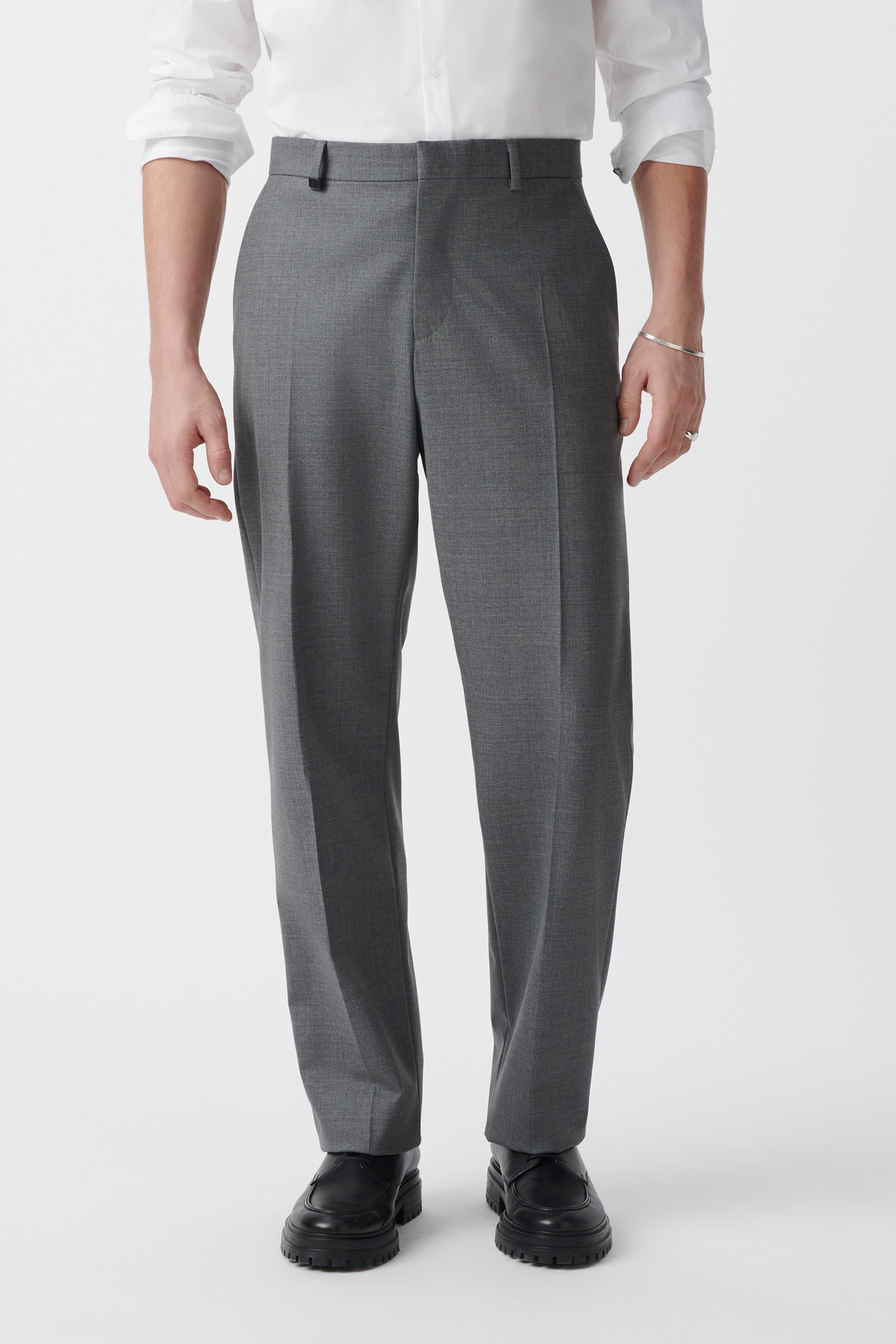 GREY WOOL BLEND SUIT TROUSERS 2